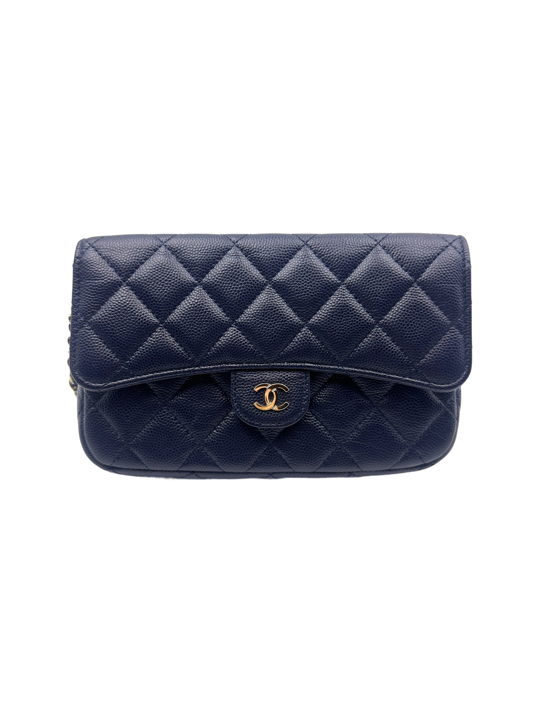 Chanel WOC Navy Blue Caviar Leather Gold Hardware(T6***JG) CC1088