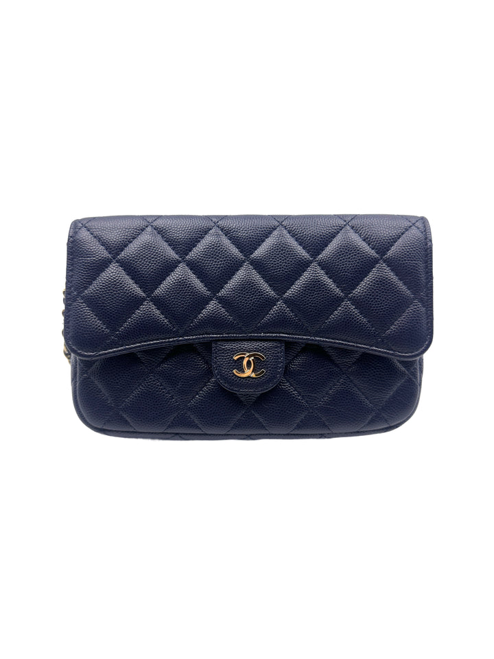 Chanel WOC Navy Blue Caviar Leather Gold Hardware(T6***JG) CC1088
