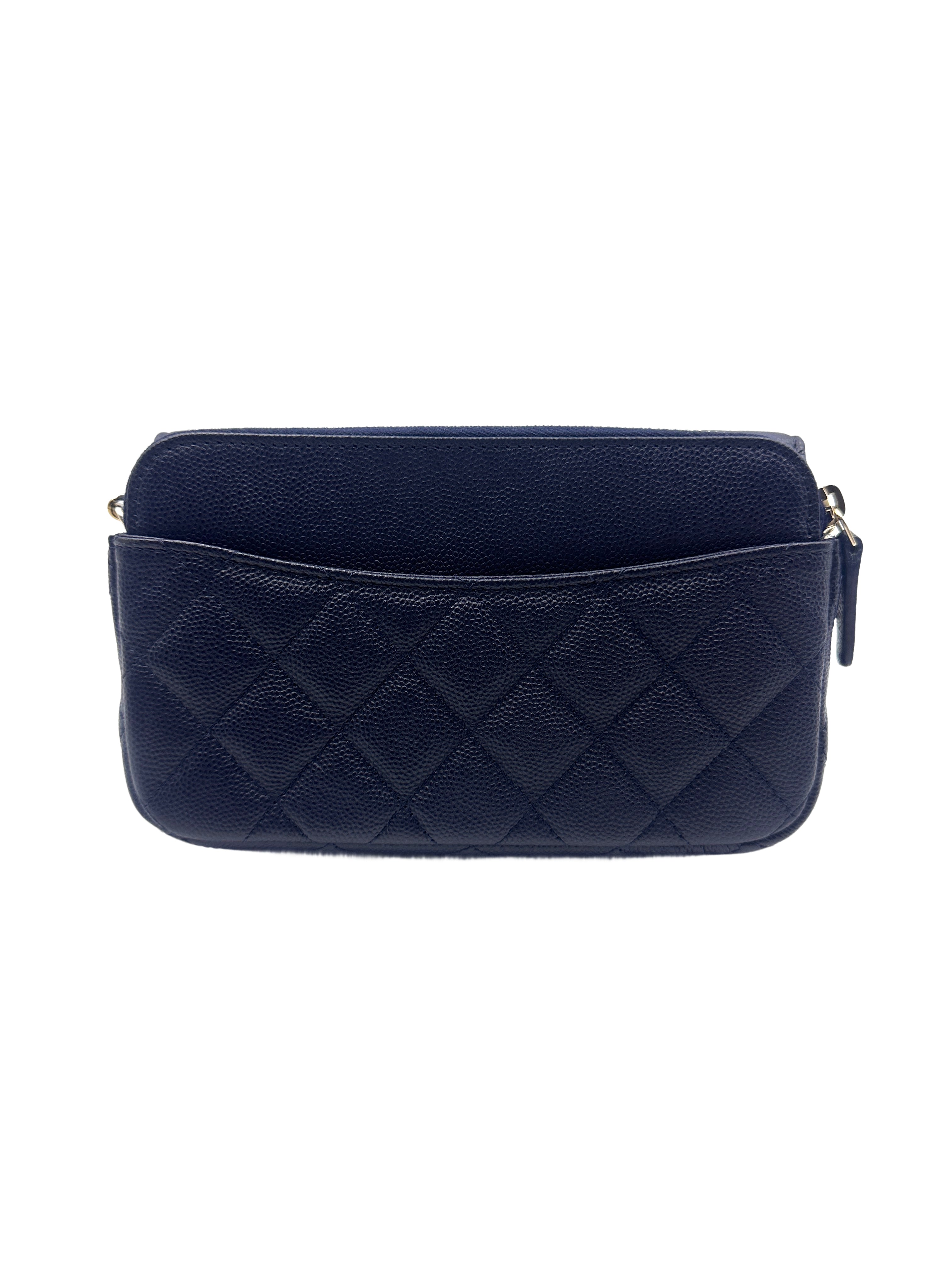 Chanel WOC Navy Blue Caviar Leather Gold Hardware(T6***JG) CC1088
