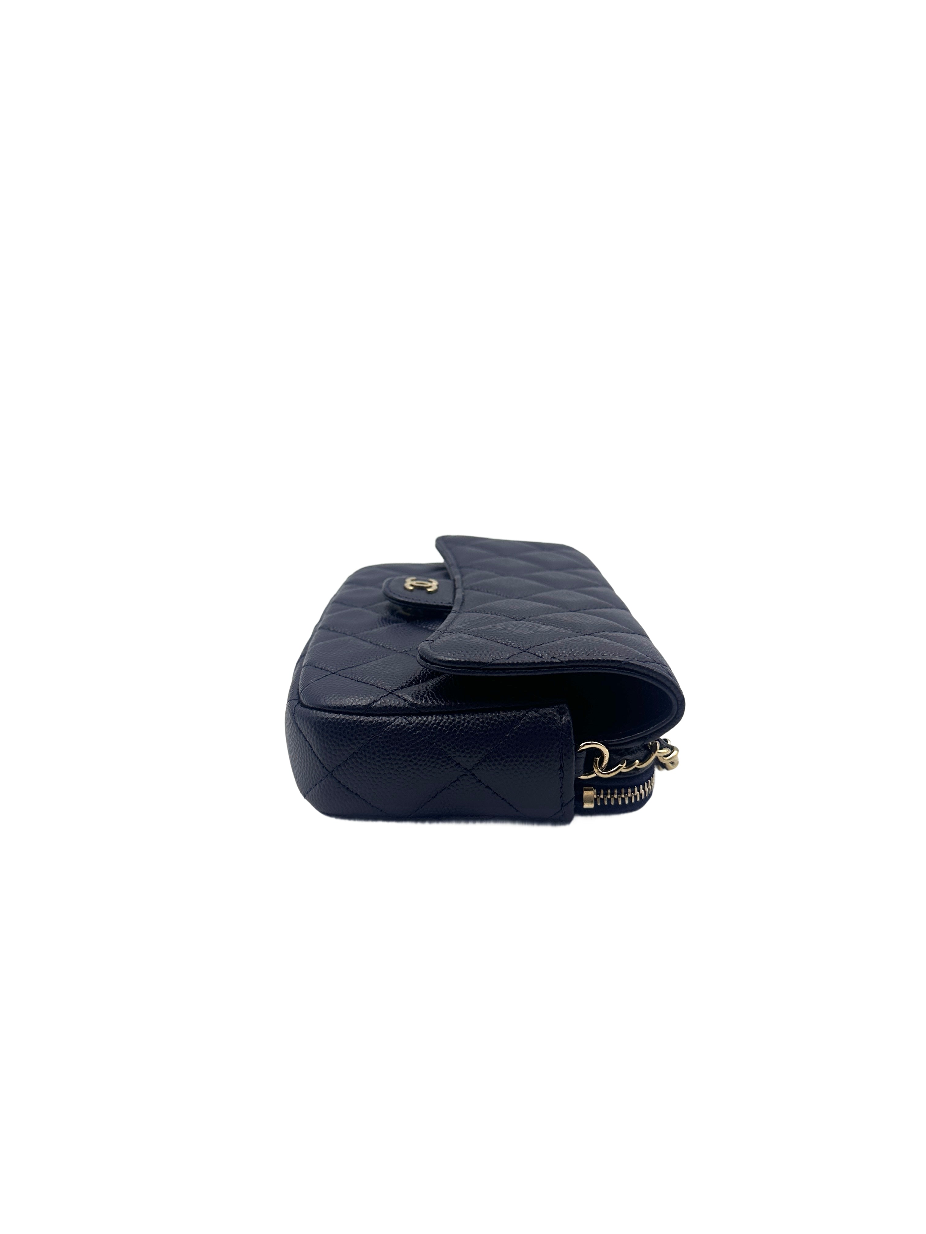 Chanel WOC Navy Blue Caviar Leather Gold Hardware(T6***JG) CC1088