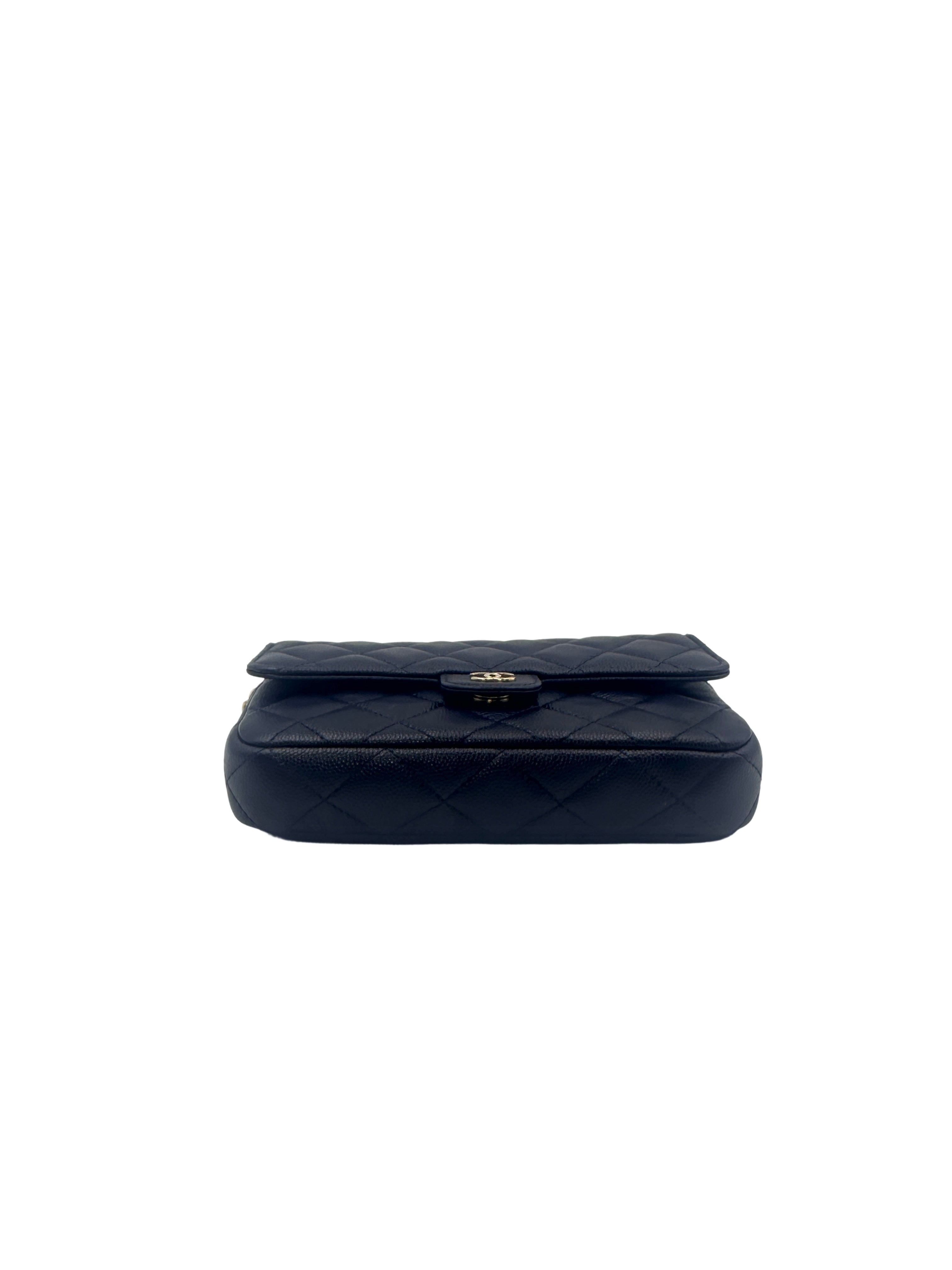 Chanel WOC Navy Blue Caviar Leather Gold Hardware(T6***JG) CC1088