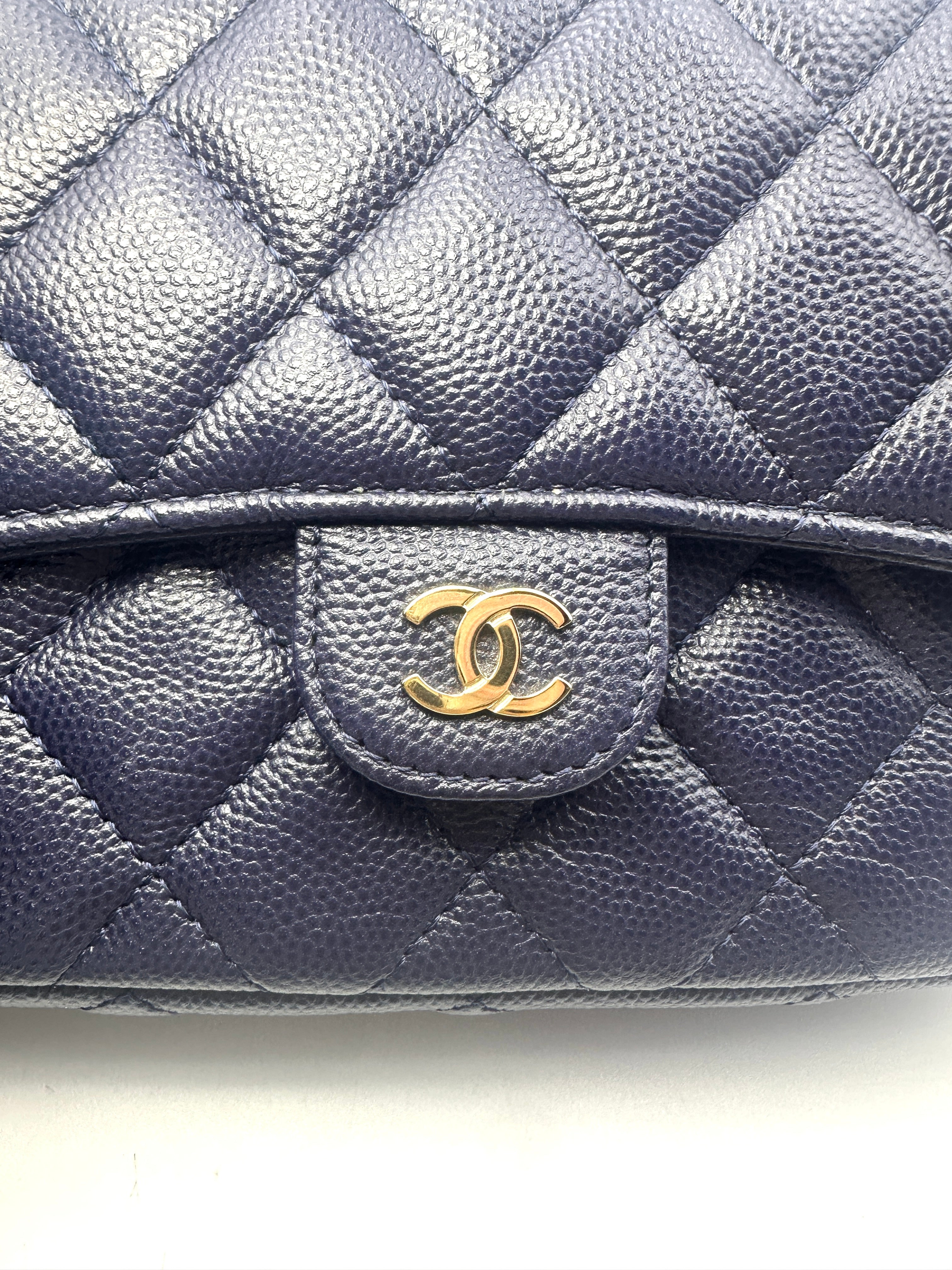 Chanel WOC Navy Blue Caviar Leather Gold Hardware(T6***JG) CC1088