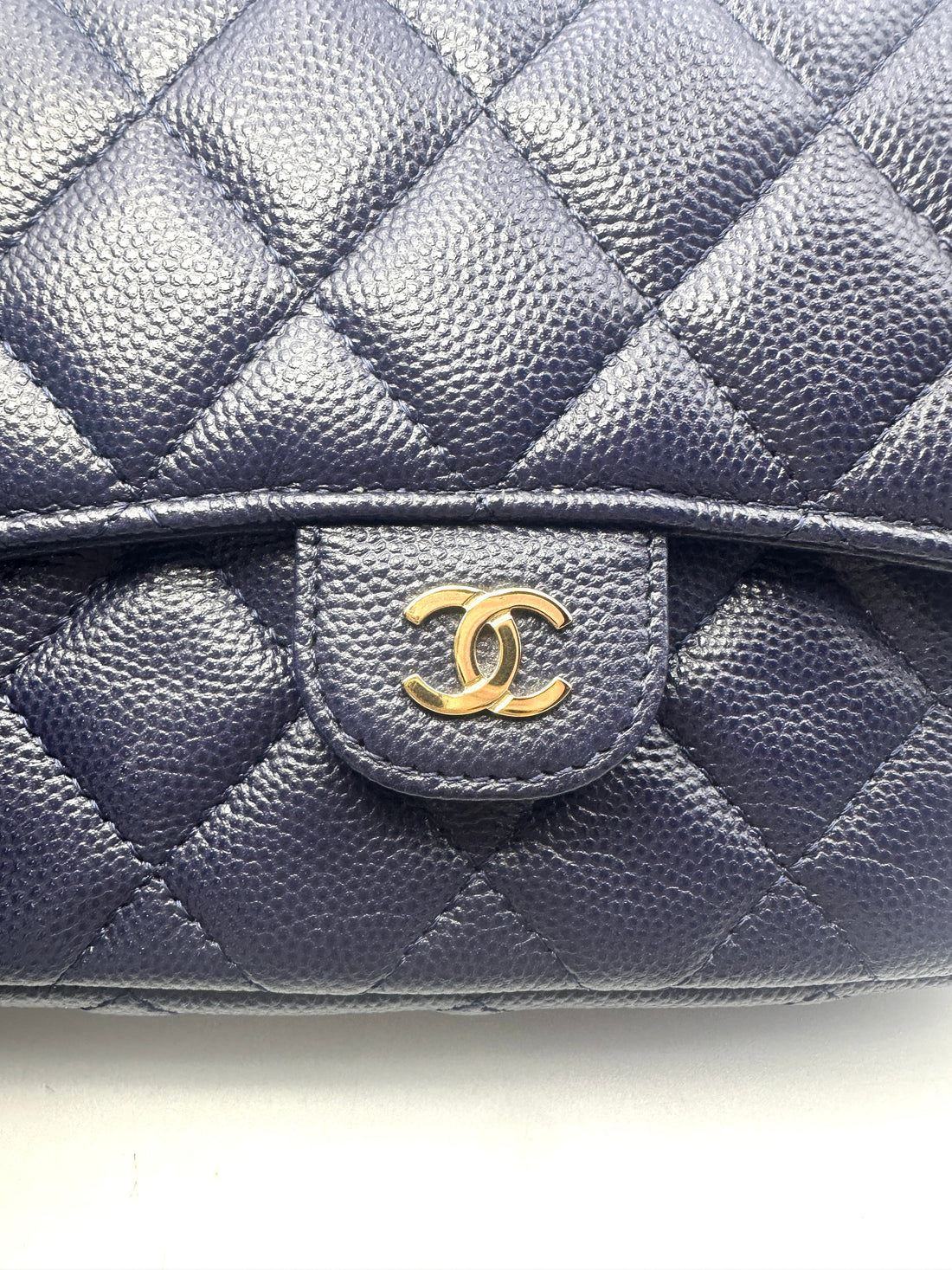 Chanel WOC Navy Blue Caviar Leather Gold Hardware(T6***JG) CC1088