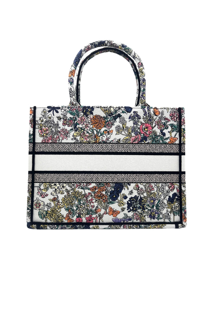 Christian Dior Flowers Calendar Allover Embroidery Medium Book Tote Bag DRJ