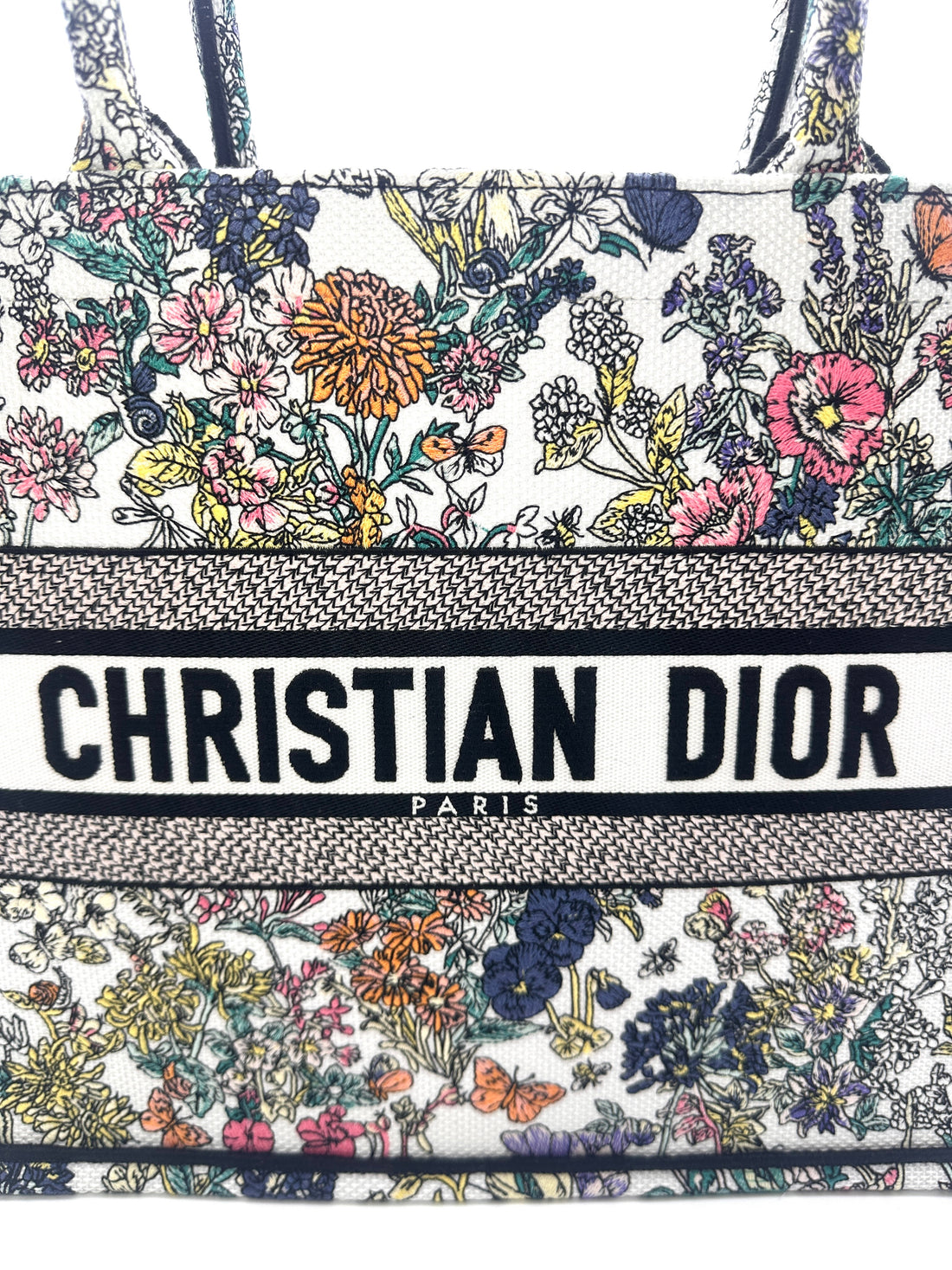 Christian Dior Flowers Calendar Allover Embroidery Medium Book Tote Bag DRJ