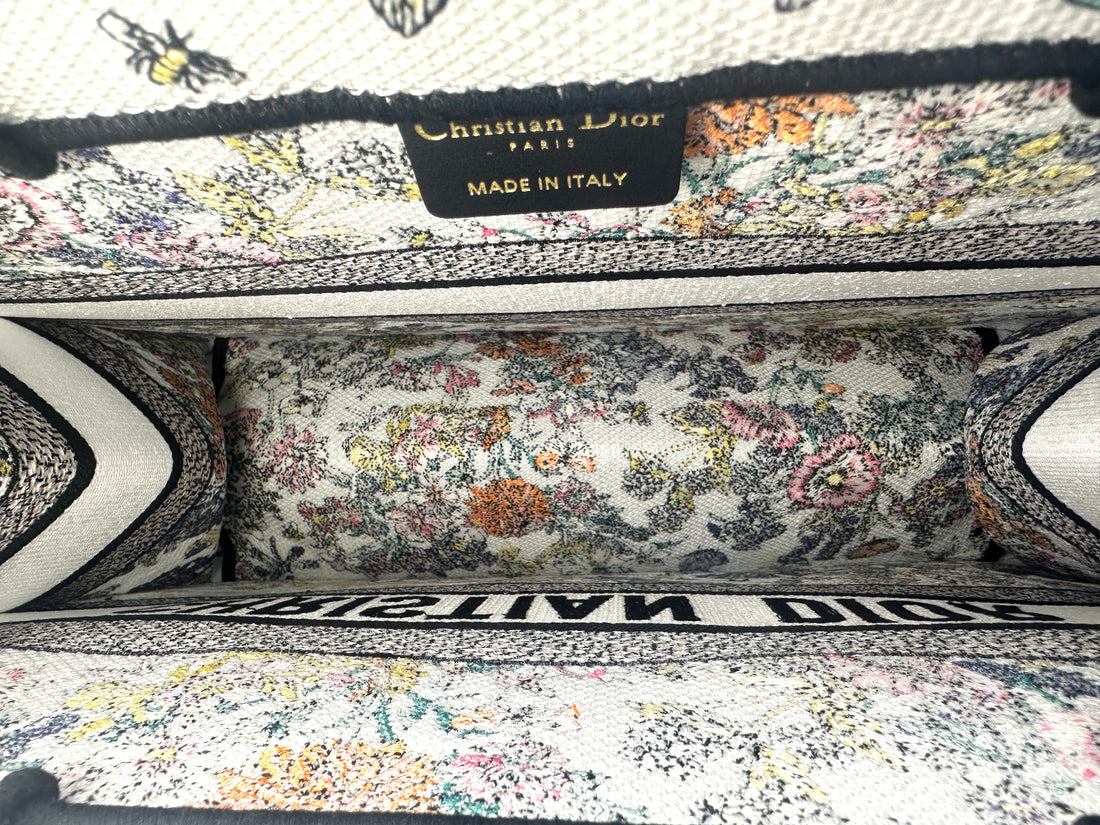 Christian Dior Flowers Calendar Allover Embroidery Medium Book Tote Bag DRJ
