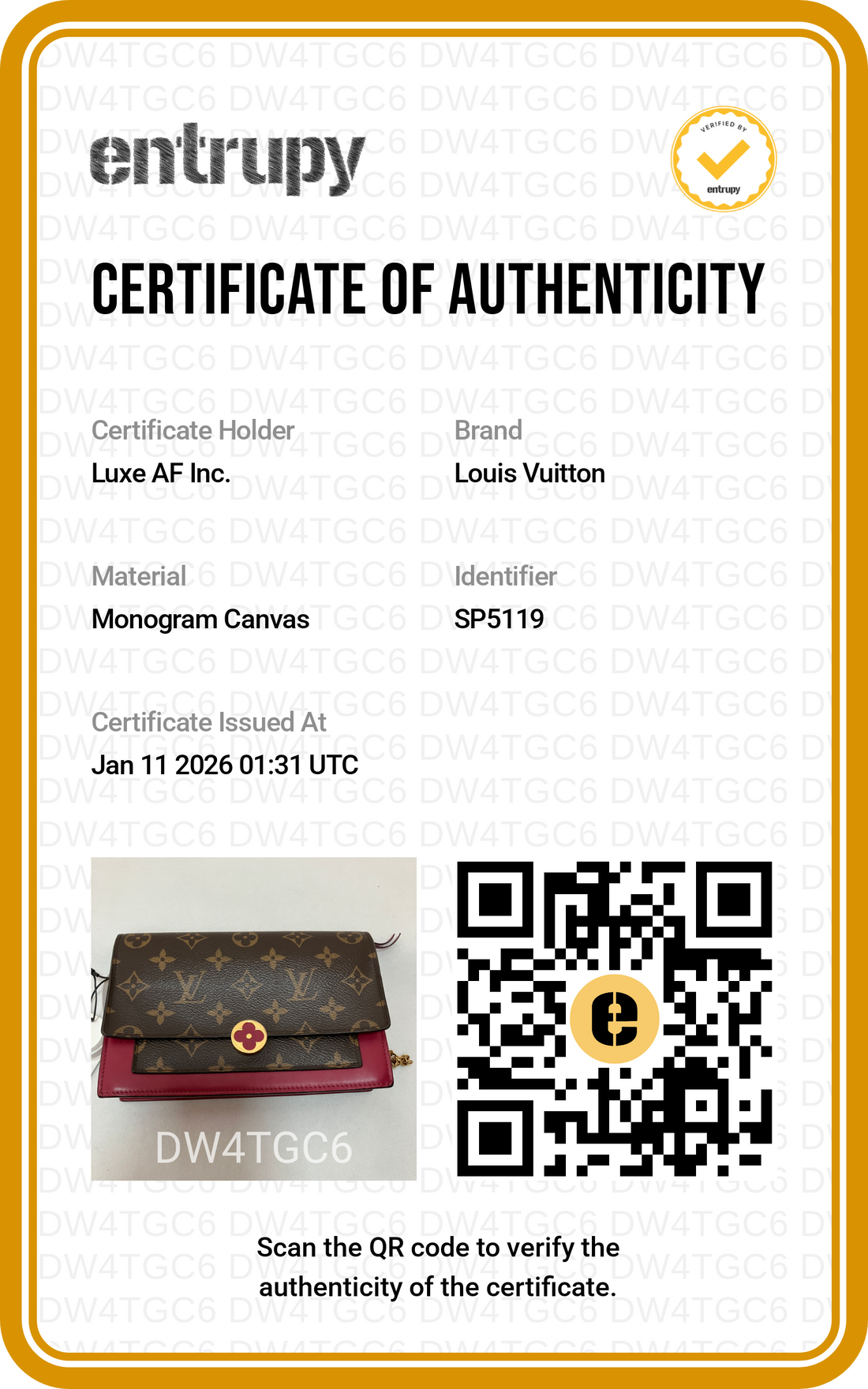 Louis Vuitton Monogram Flore Chain Wallet Bag LV1576