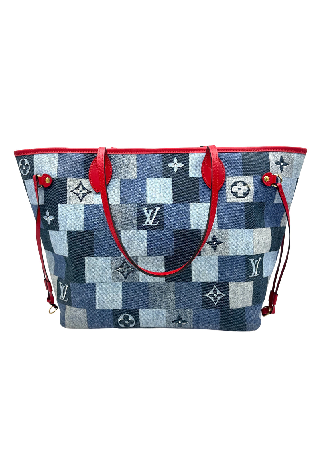 Louis Vuitton Never Full MM Patchwork Monogram Denim Medium Shoulder Bag Blue LV1575
