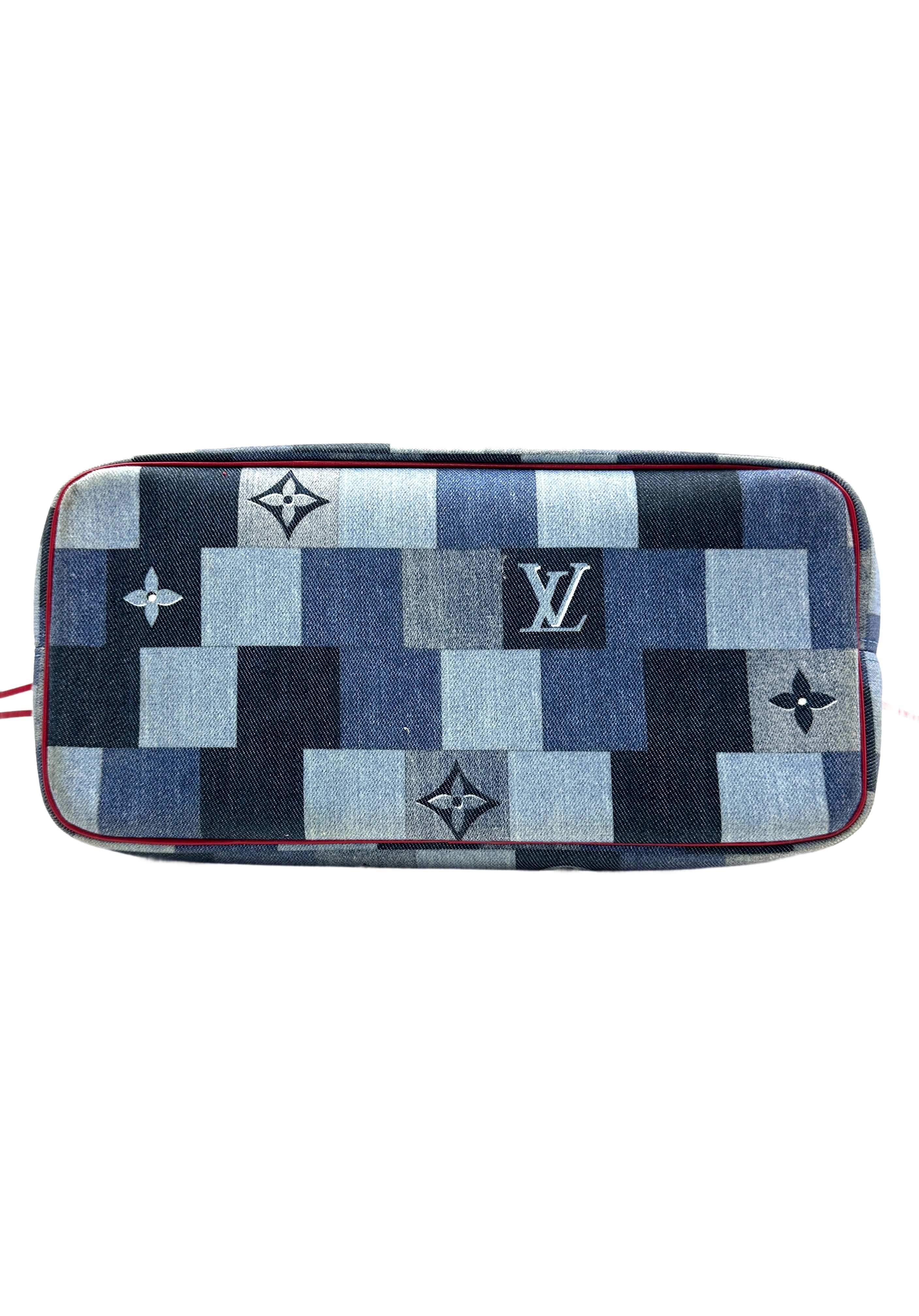 Louis Vuitton Never Full MM Patchwork Monogram Denim Medium Shoulder Bag Blue LV1575