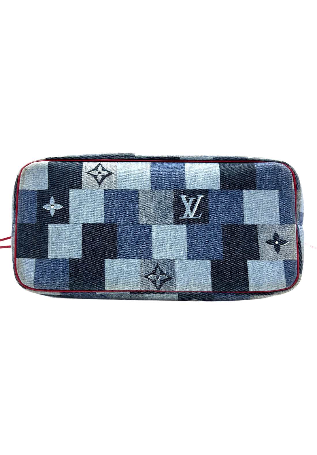 Louis Vuitton Never Full MM Patchwork Monogram Denim Medium Shoulder Bag Blue LV1575