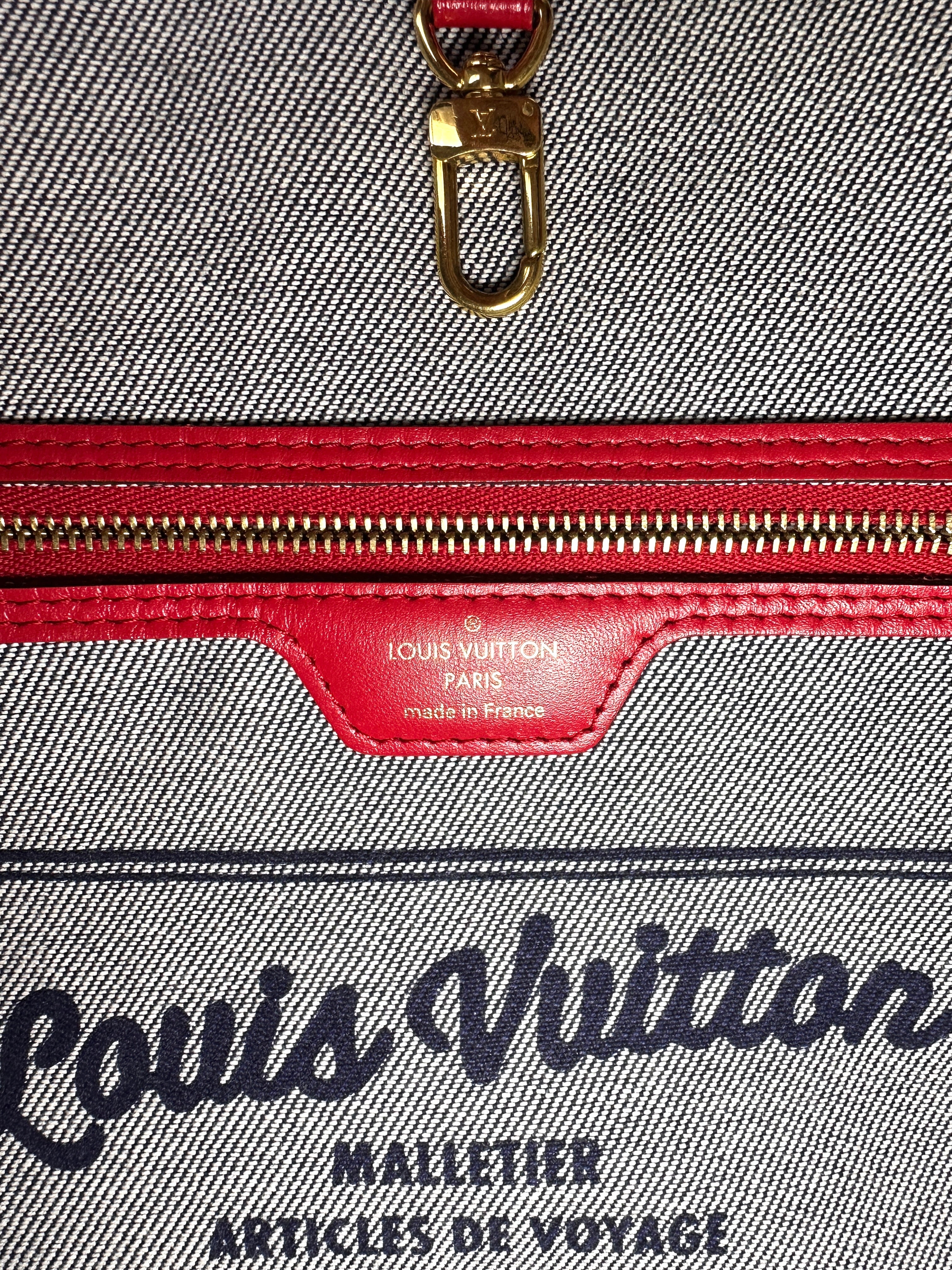 Louis Vuitton Never Full MM Patchwork Monogram Denim Medium Shoulder Bag Blue LV1575