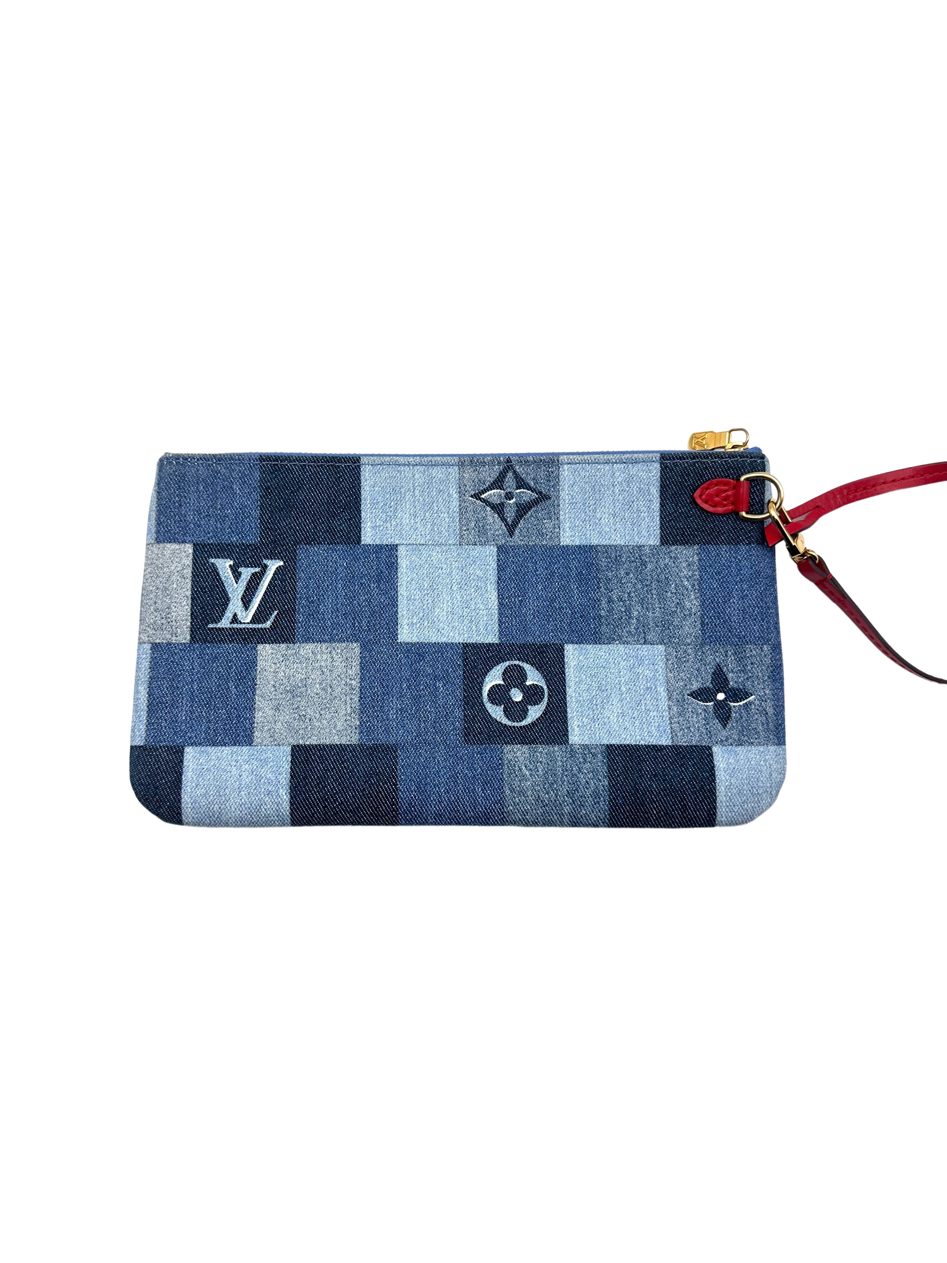 Louis Vuitton Never Full MM Patchwork Monogram Denim Medium Shoulder Bag Blue LV1575