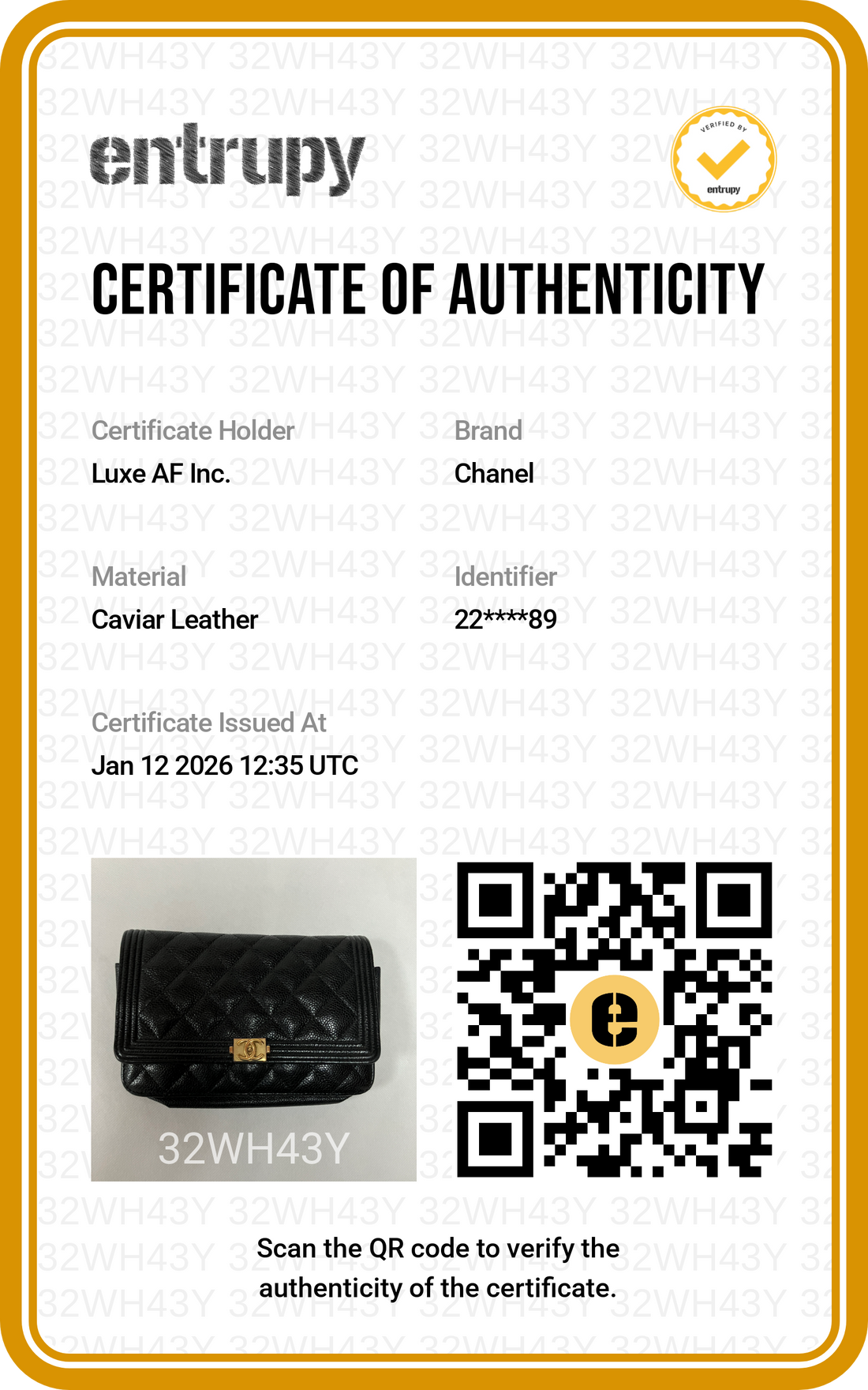 Chanel Boy Wallet on Chain WOC Black Lambskin Gold Hardware(22***89) CC1106