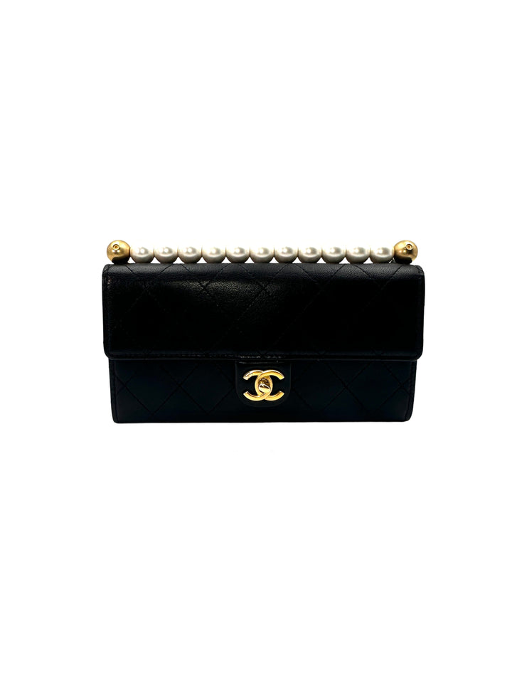 Chanel Chic Pearl Top Handle Wallet on Chain Black Shoulder Bag(29***05) CC1105