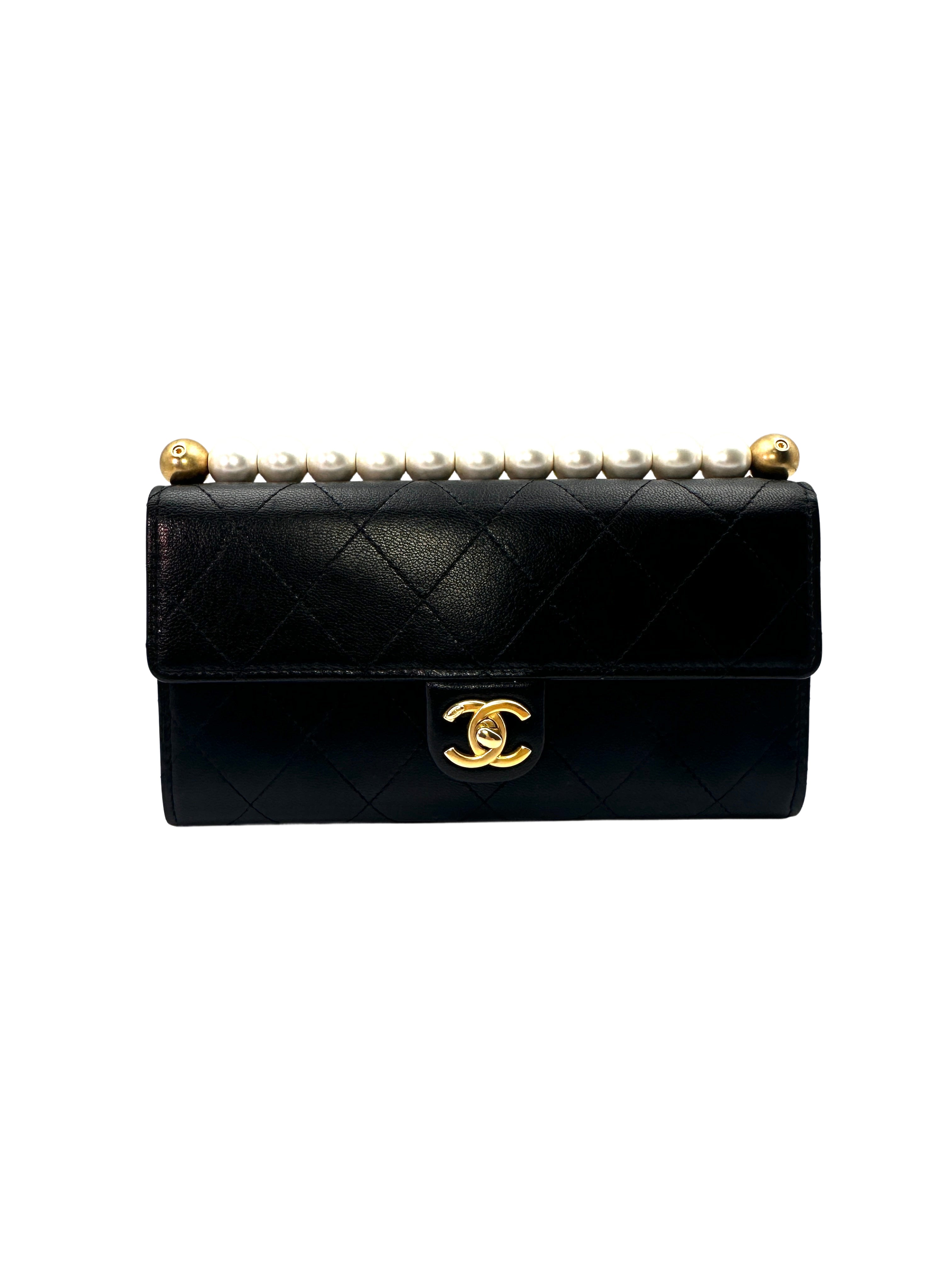 Chanel Chic Pearl Top Handle Wallet on Chain Black Shoulder Bag(29***05) CC1105