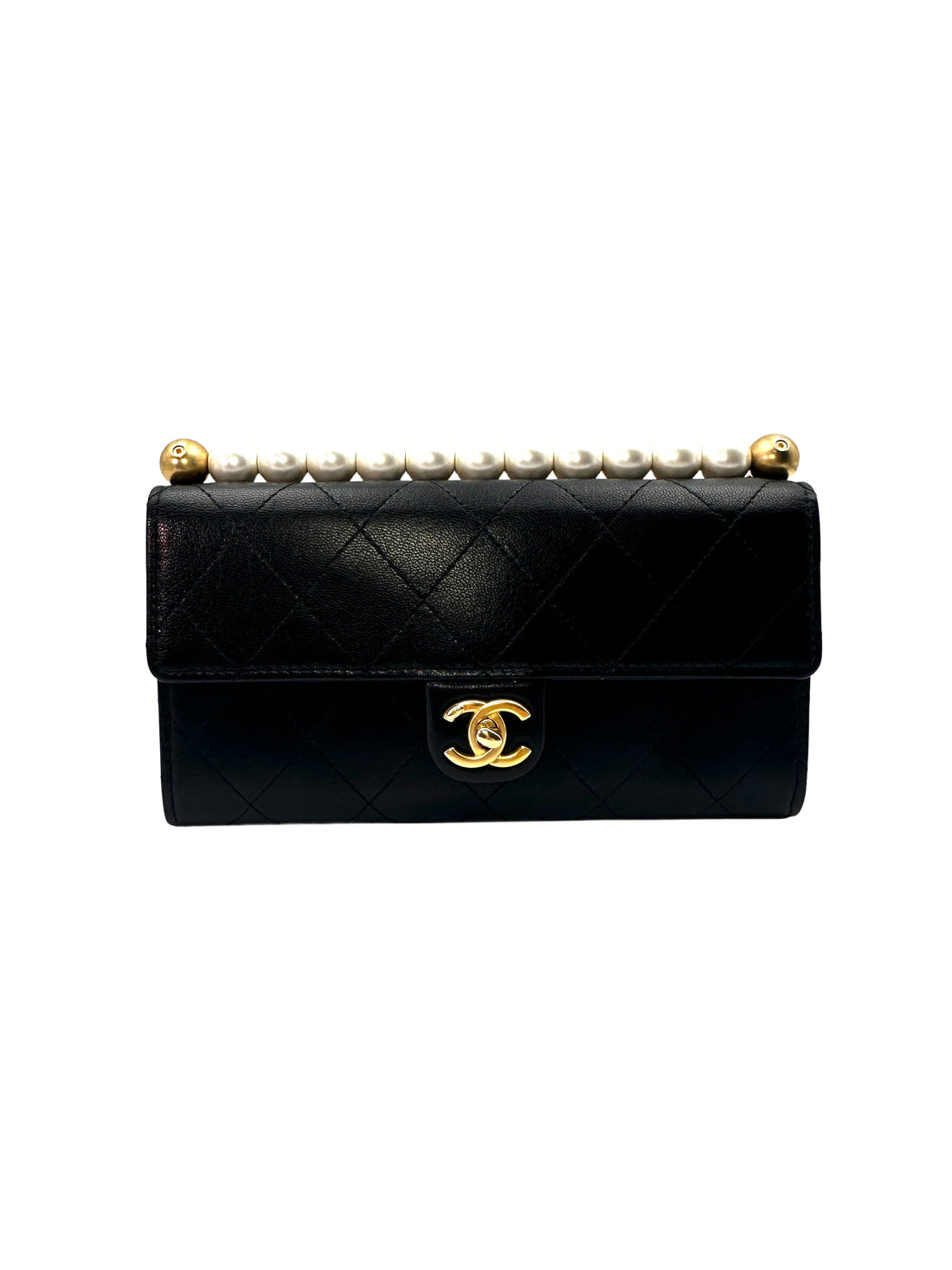 Chanel Chic Pearl Top Handle Wallet on Chain Black Shoulder Bag(29***05) CC1105