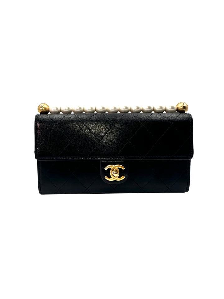 Chanel Chic Pearl Top Handle Wallet on Chain Black Shoulder Bag(29***05) CC1105