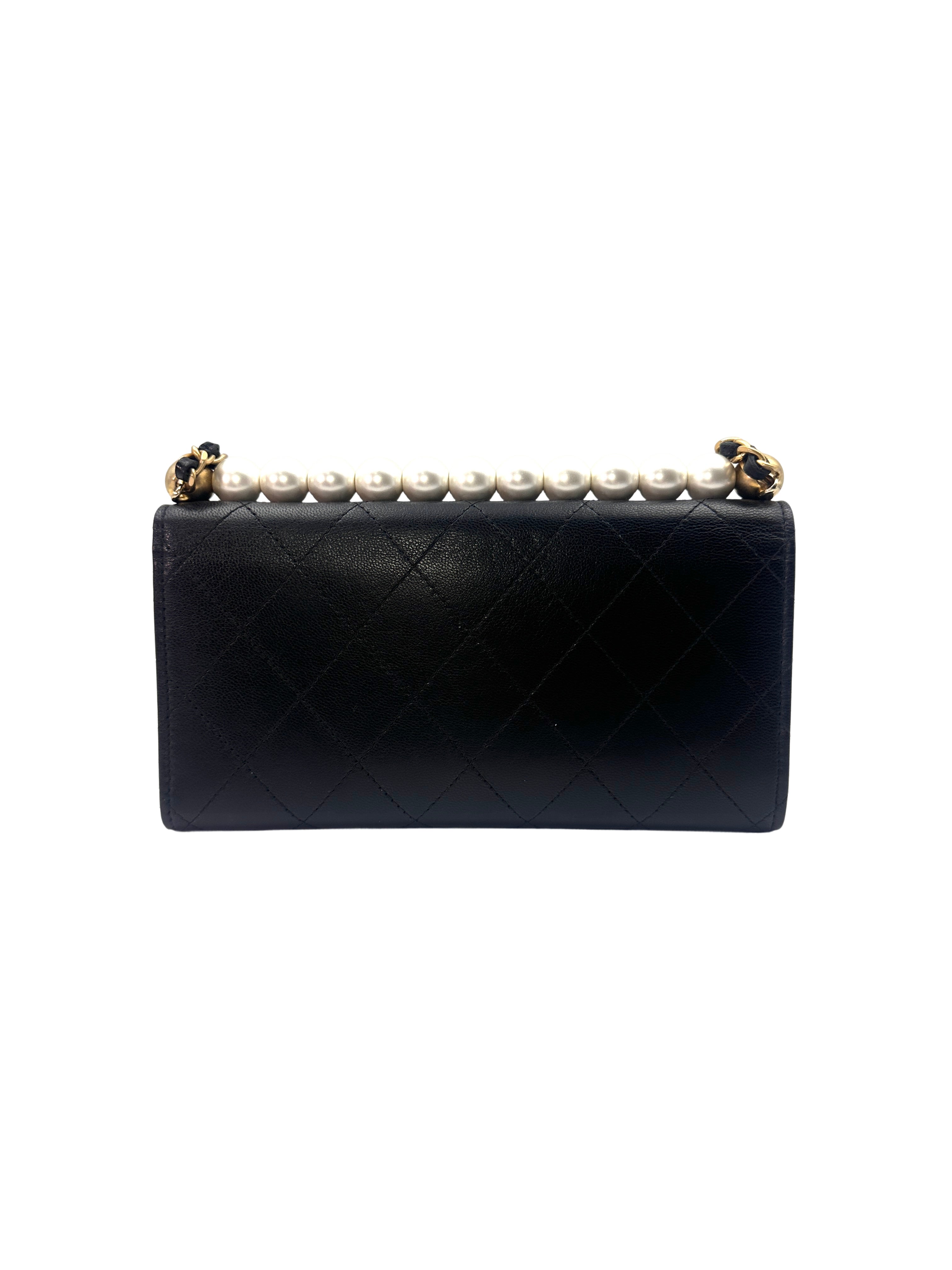 Chanel Chic Pearl Top Handle Wallet on Chain Black Shoulder Bag(29***05) CC1105