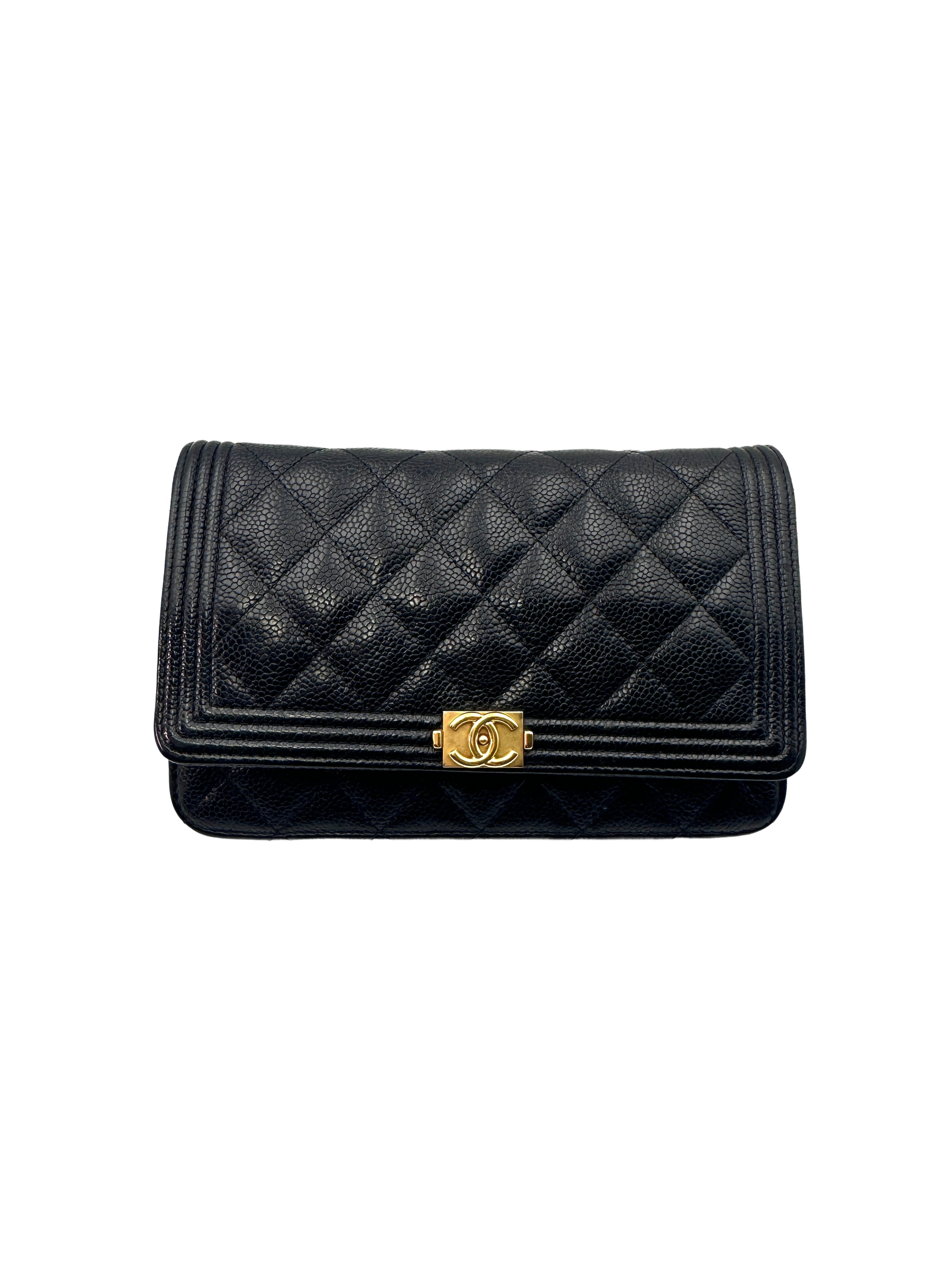 Chanel Boy Wallet on Chain WOC Black Lambskin Gold Hardware(22***89) CC1106