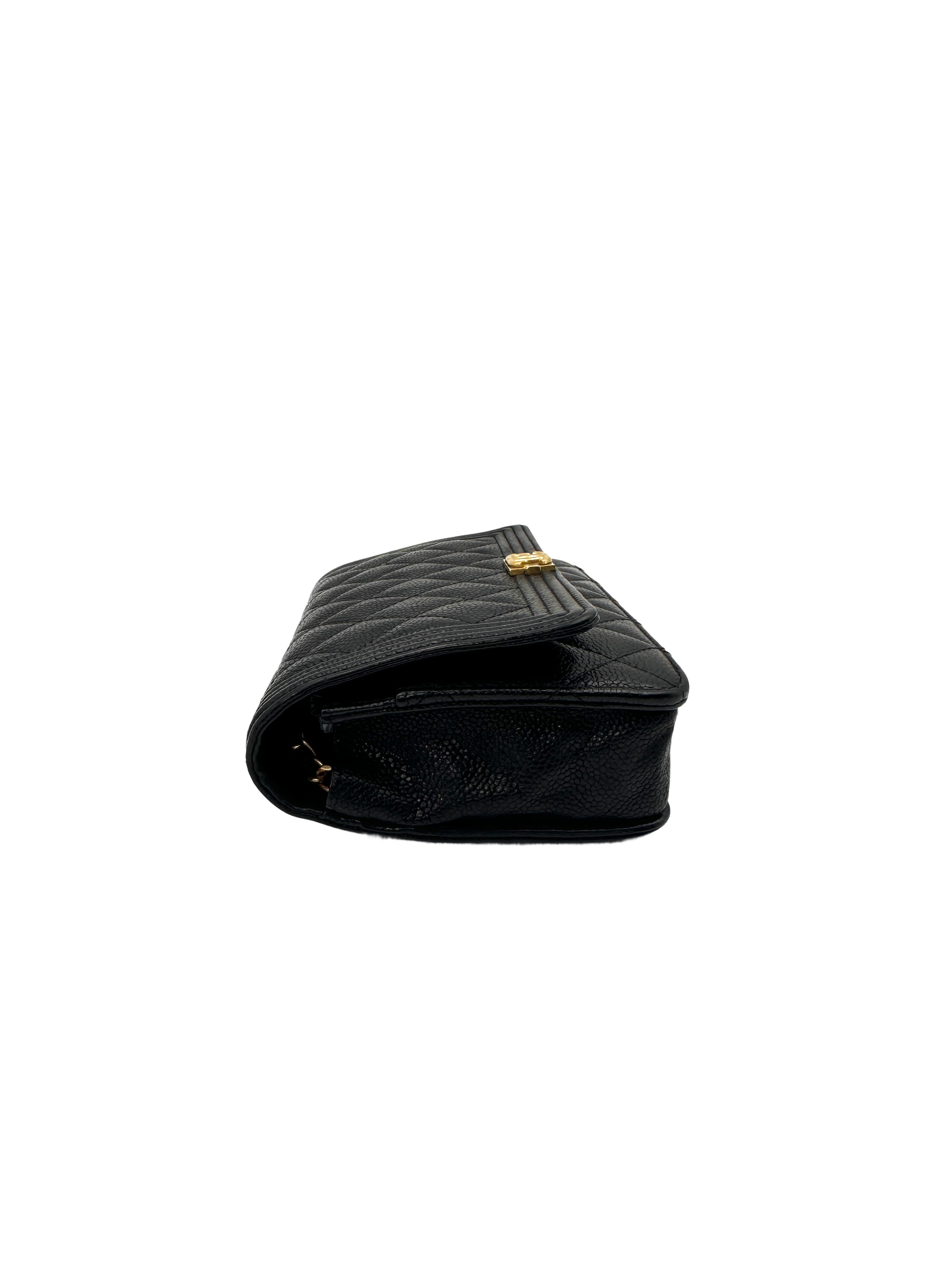Chanel Boy Wallet on Chain WOC Black Lambskin Gold Hardware(22***89) CC1106