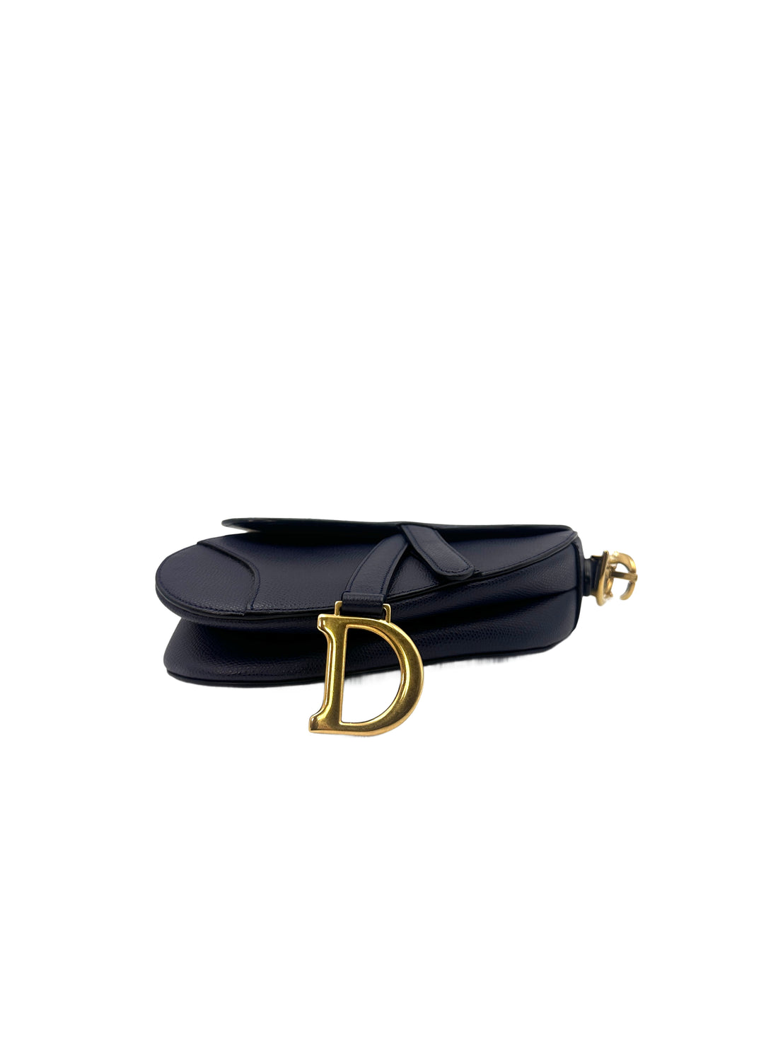 Christian Dior Grained Calfskin Saddle Bag Deep Ocean Blue Small Crossbody Bag DR365