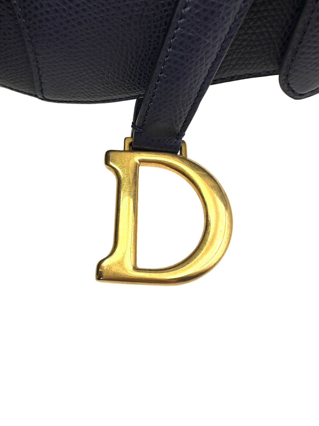 Christian Dior Grained Calfskin Saddle Bag Deep Ocean Blue Small Crossbody Bag DR365