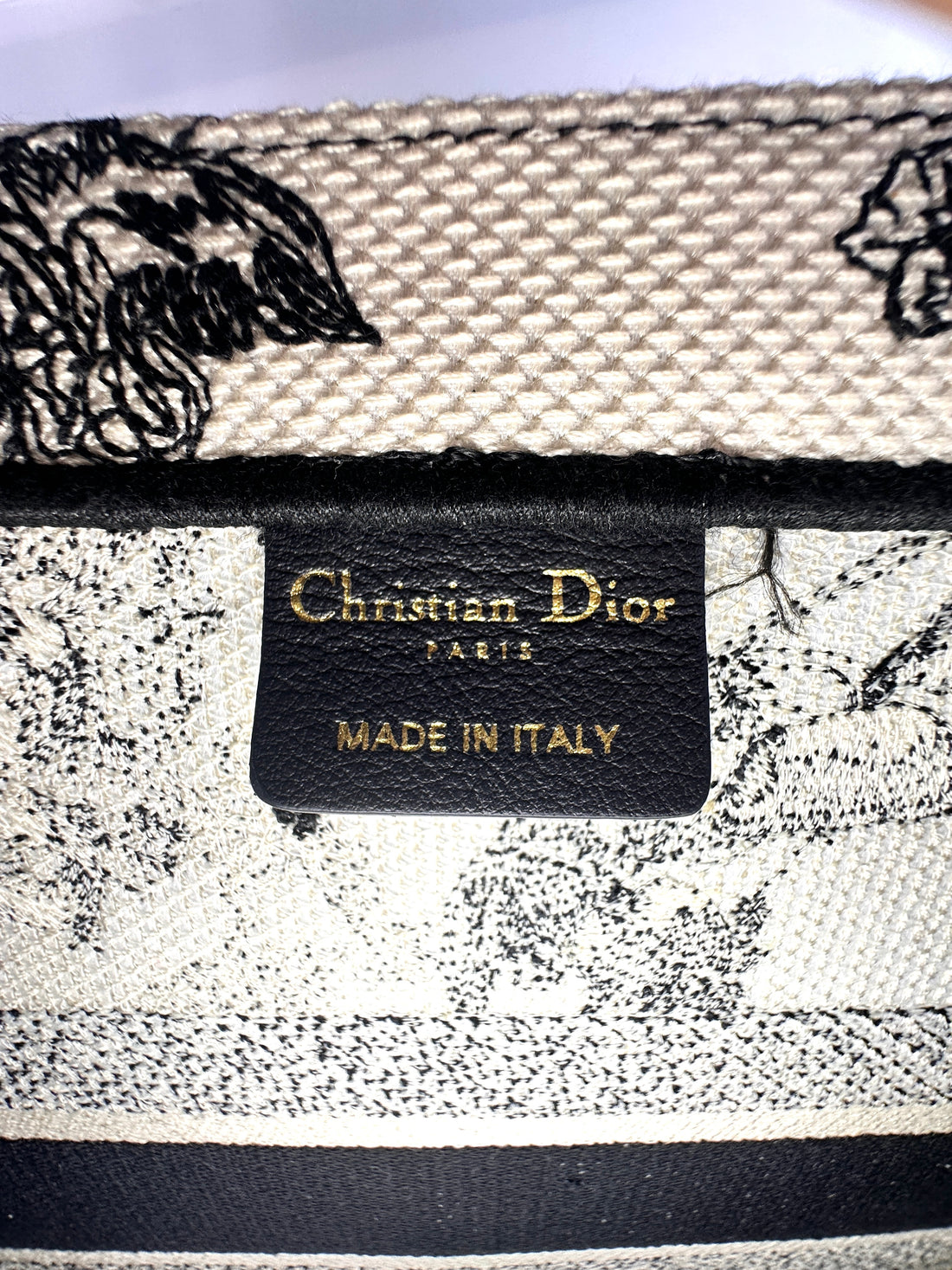Christian Dior Latte and Black Dior Zodiac Embroidery Medium Book Tote Bag DRG
