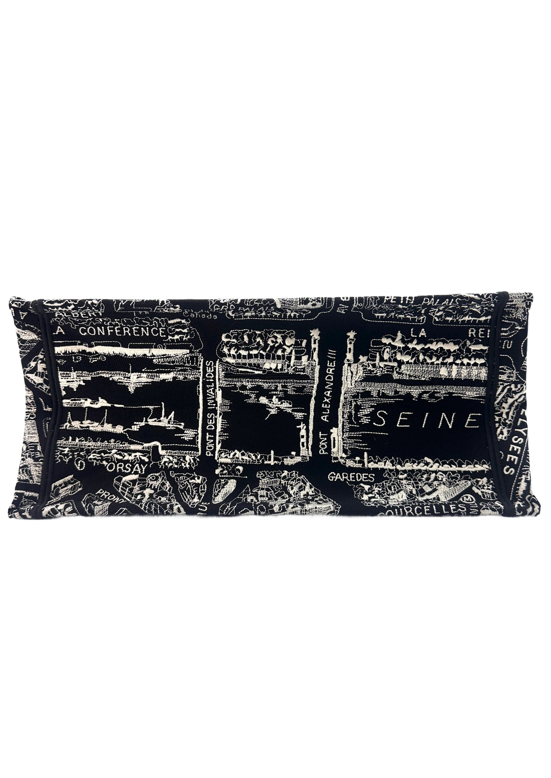 Christian Dior Black and White Plan de Paris  Embroidery Medium Book Tote Bag Black DRF