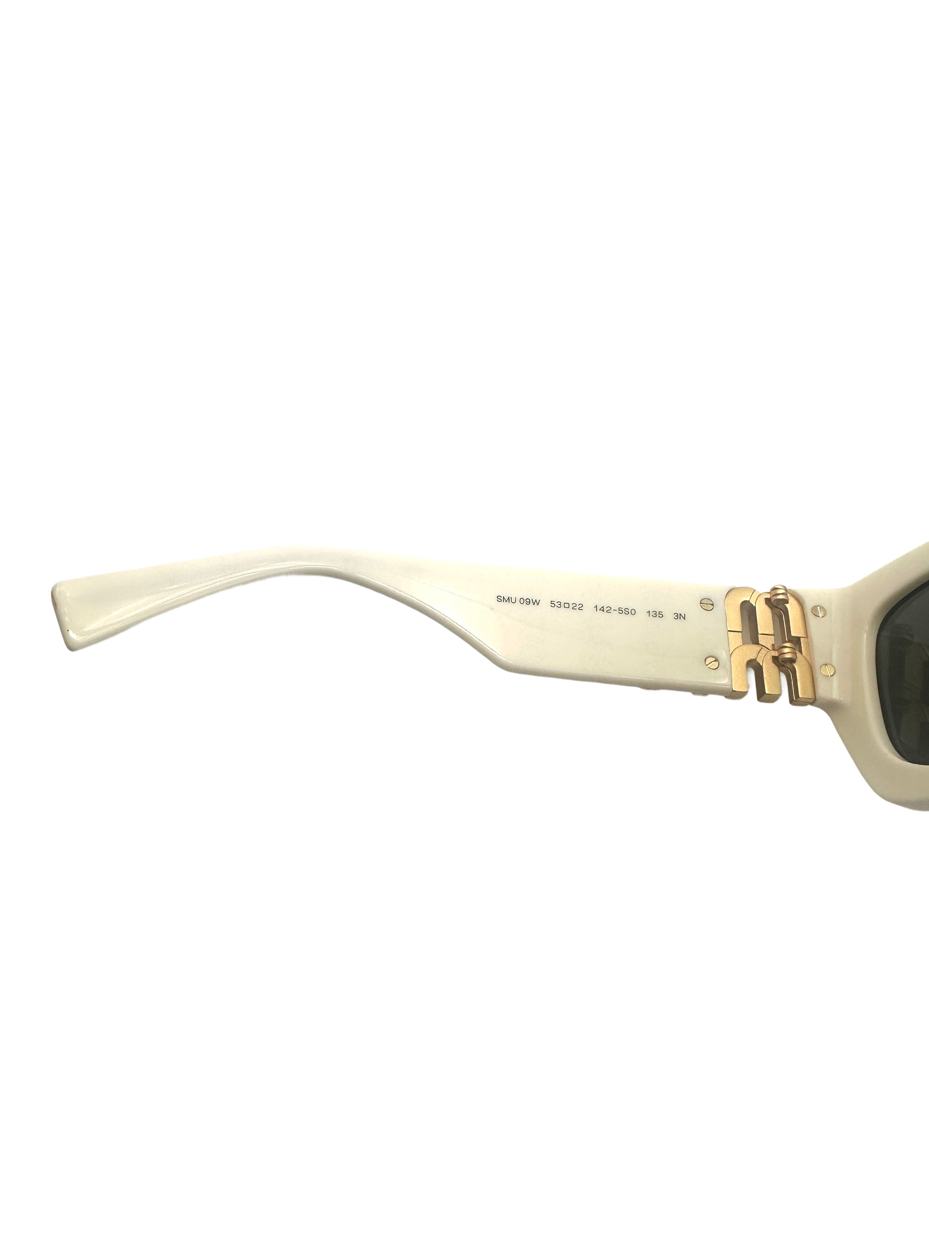 Miu Miu SMU 09W Acetate Rectangle Sunglasses White  MMG05