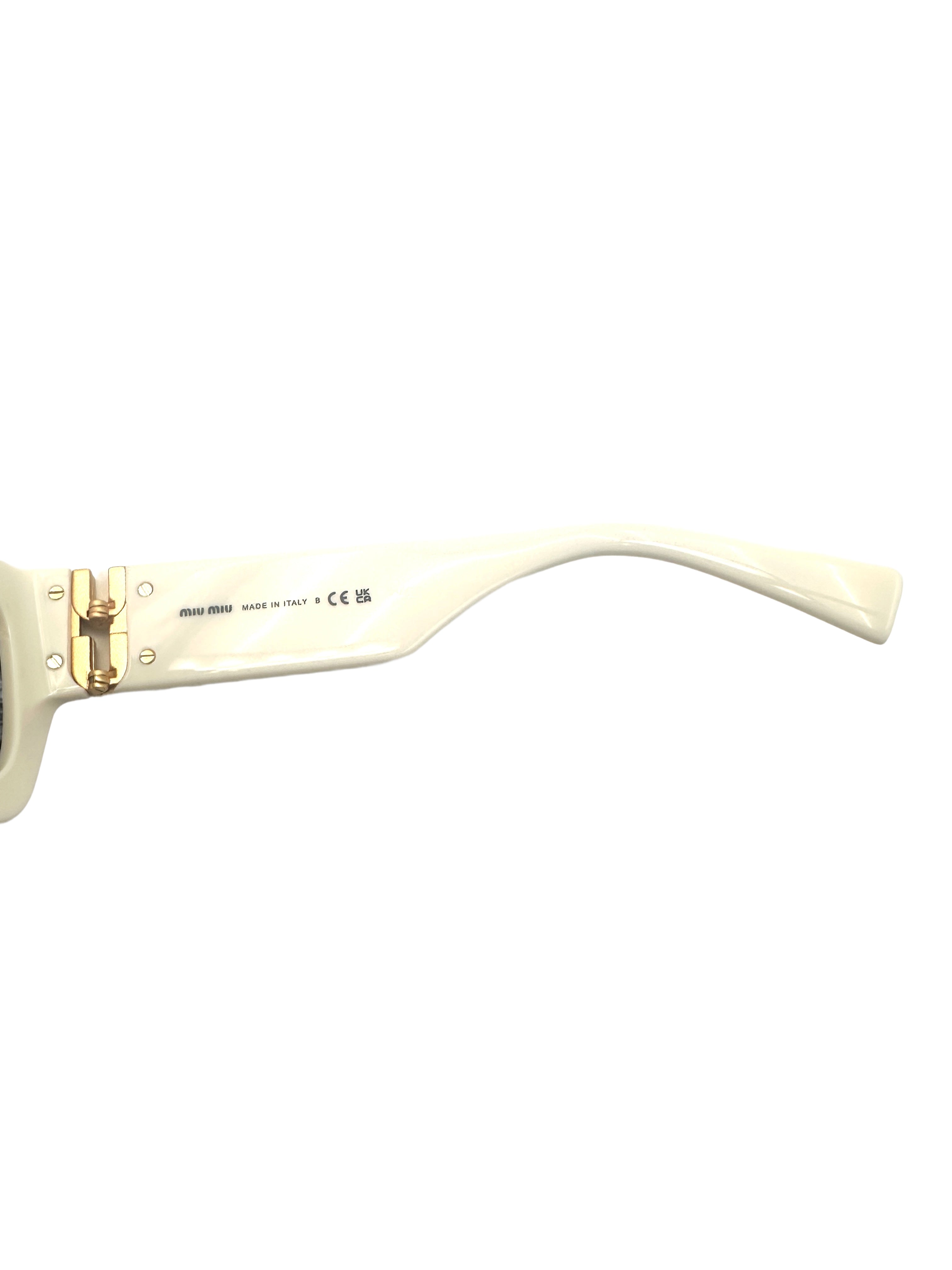 Miu Miu SMU 09W Acetate Rectangle Sunglasses White  MMG05