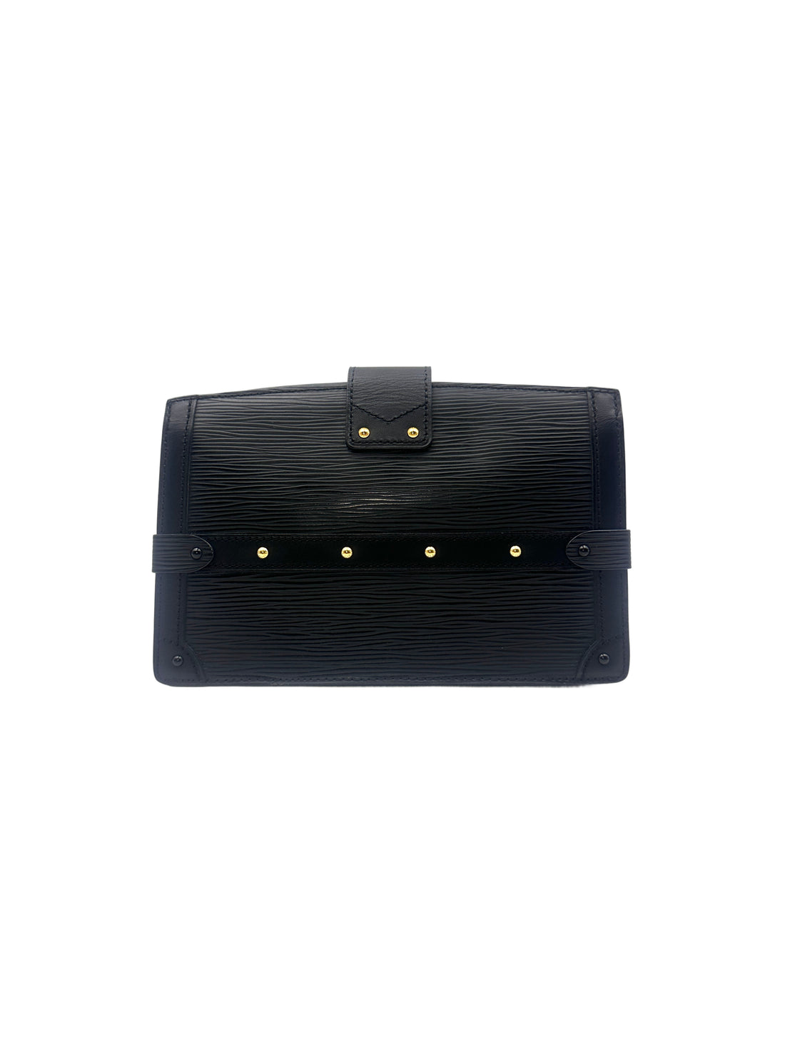 Louis Vuitton Black Epi Leather Trunk Clutch Petite Malle Bag LV1595