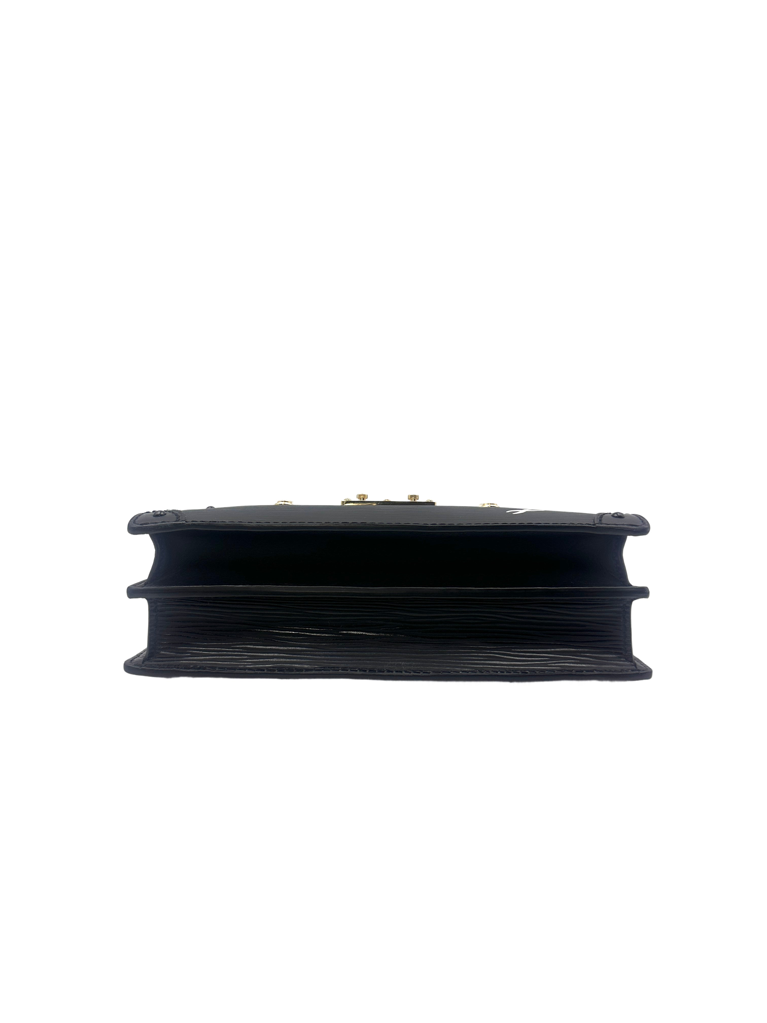 Louis Vuitton Black Epi Leather Trunk Clutch Petite Malle Bag LV1595