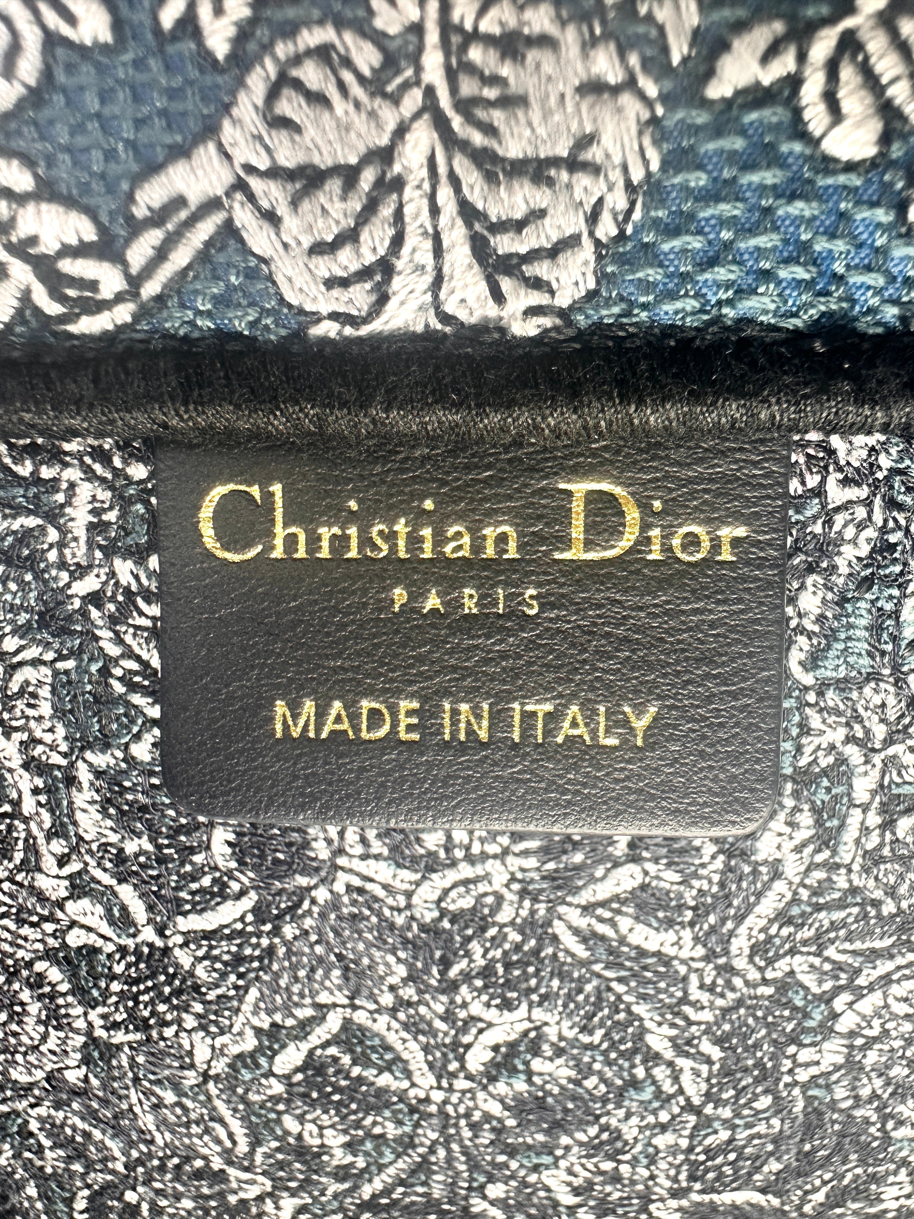 Christian Dior Canvas Embroidered Medium Around the World Book Tote Blue Bag DRE