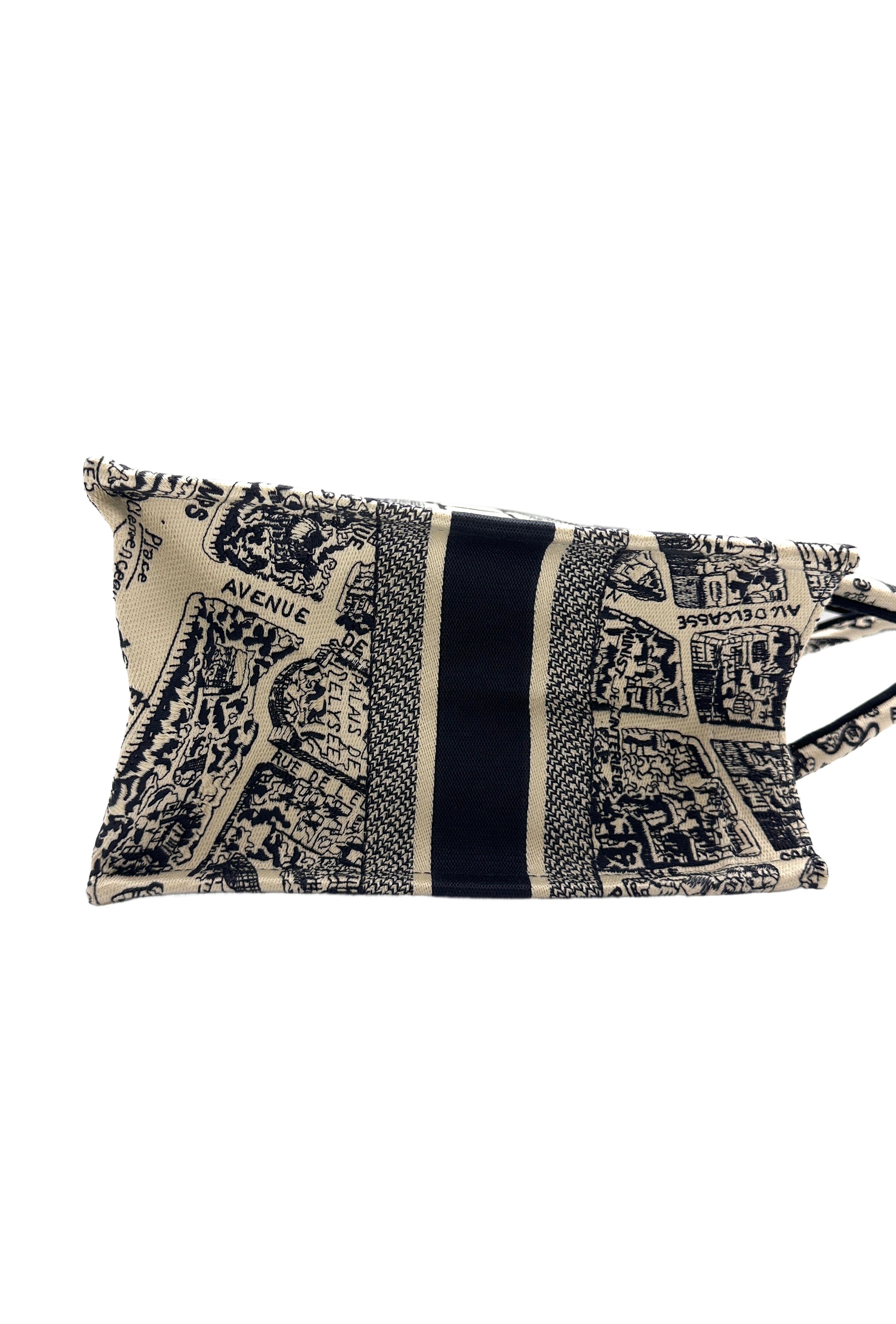 Christian Dior Black and White Plan de Paris  Embroidery Medium Book Tote Bag White DRI