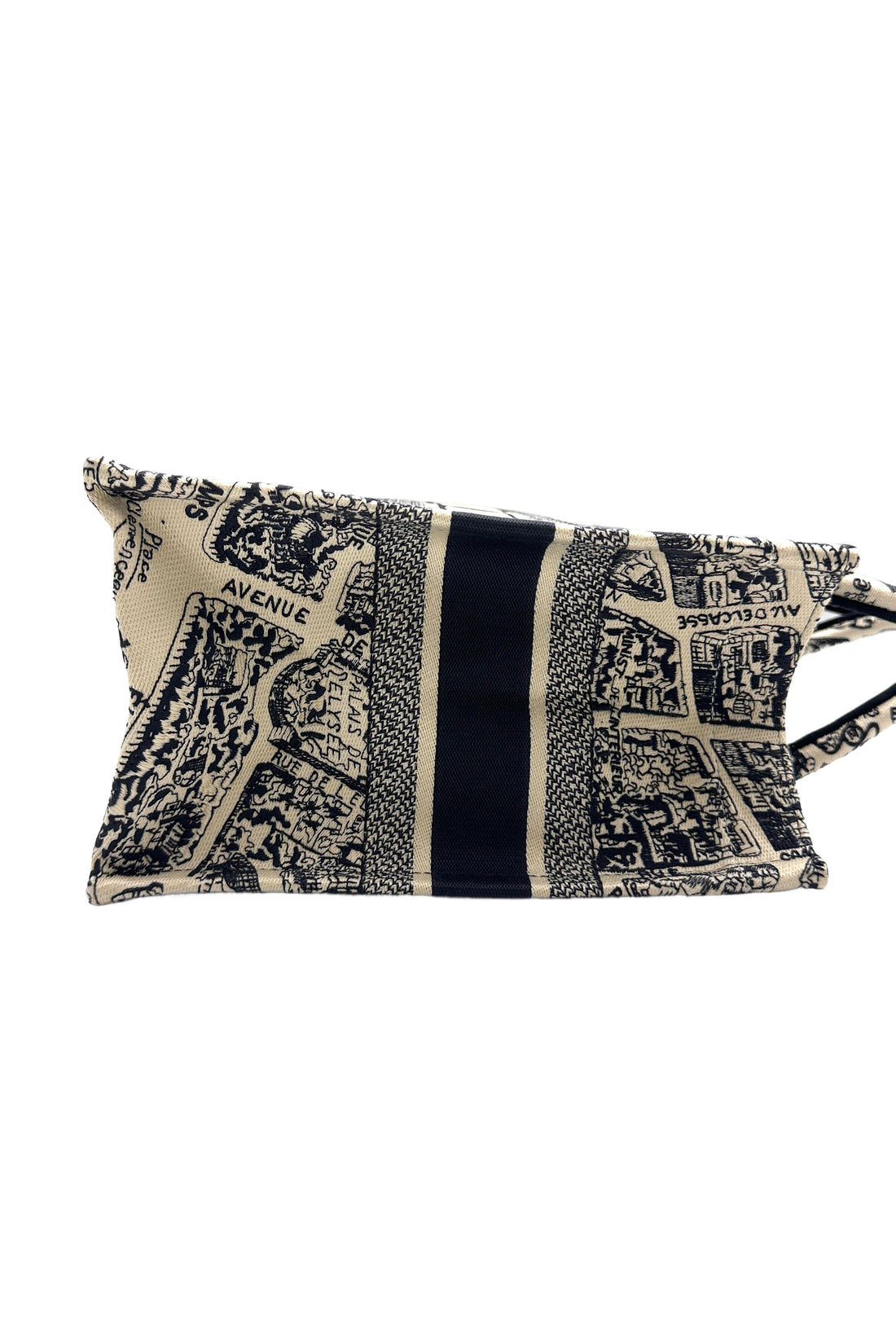 Christian Dior Black and White Plan de Paris  Embroidery Medium Book Tote Bag White DRI