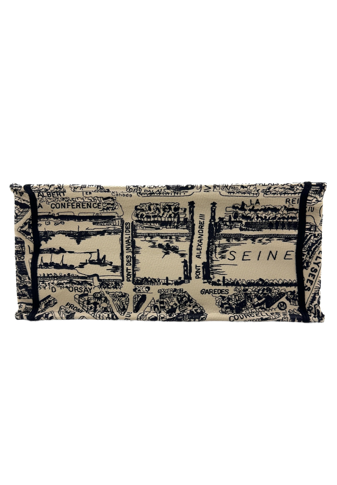 Christian Dior Black and White Plan de Paris  Embroidery Medium Book Tote Bag White DRI