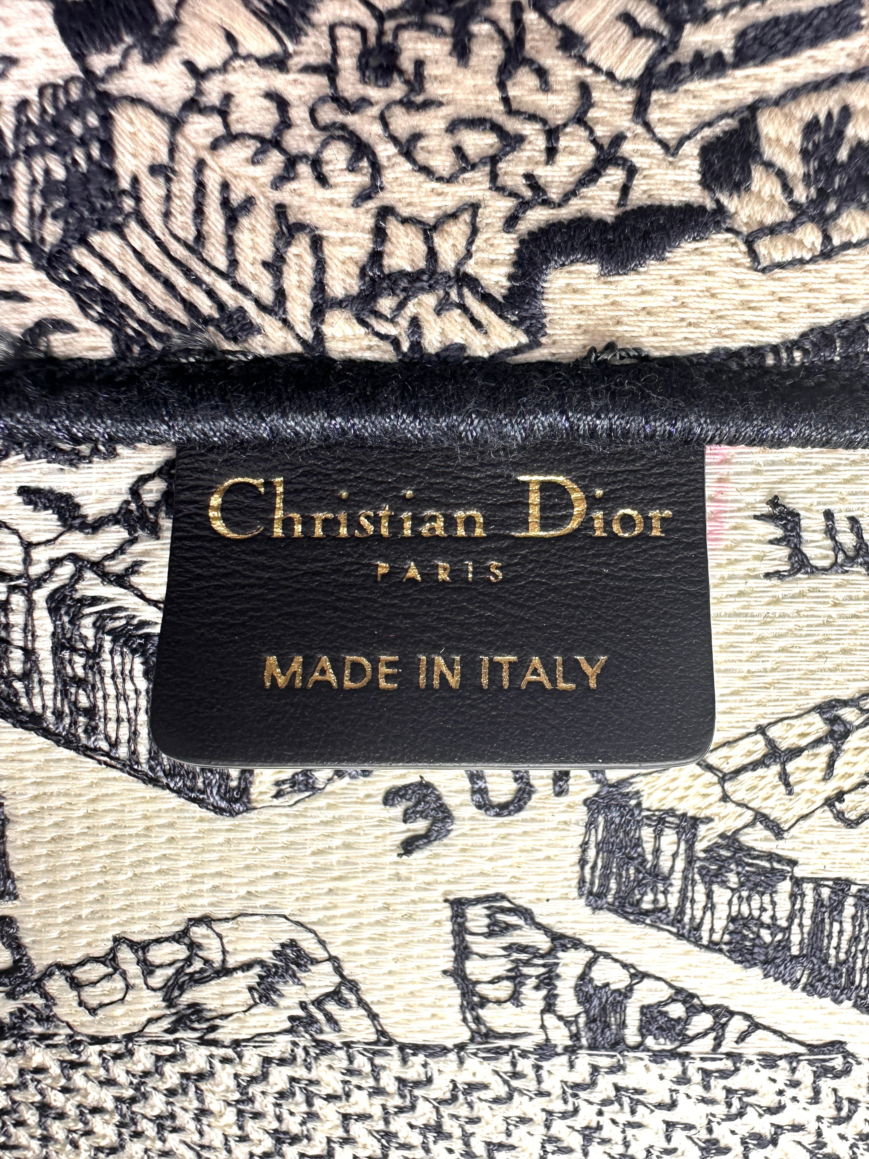 Christian Dior Black and White Plan de Paris  Embroidery Medium Book Tote Bag White DRI