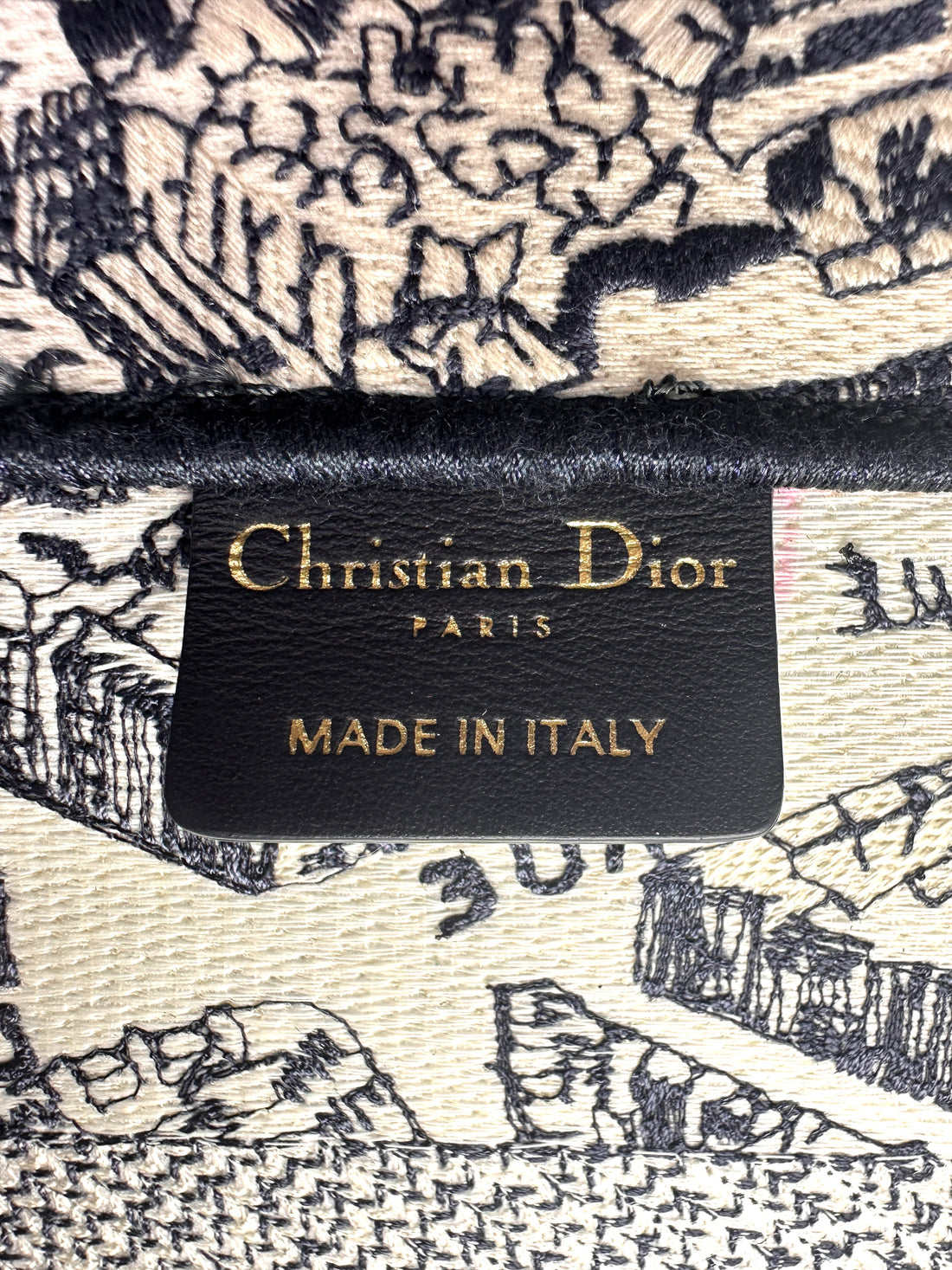 Christian Dior Black and White Plan de Paris  Embroidery Medium Book Tote Bag White DRI