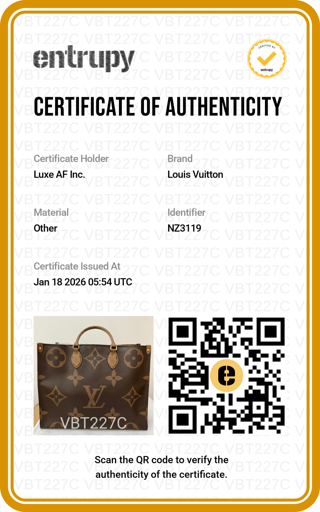 Louis Vuitton OnTheGo GM Brown Monogram Large Size Handbag LV1653