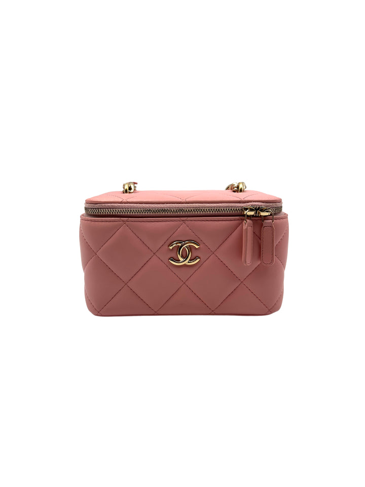 Chanel Pink Lambskin Vanity Case with Chain Bag(31***53) CC1118