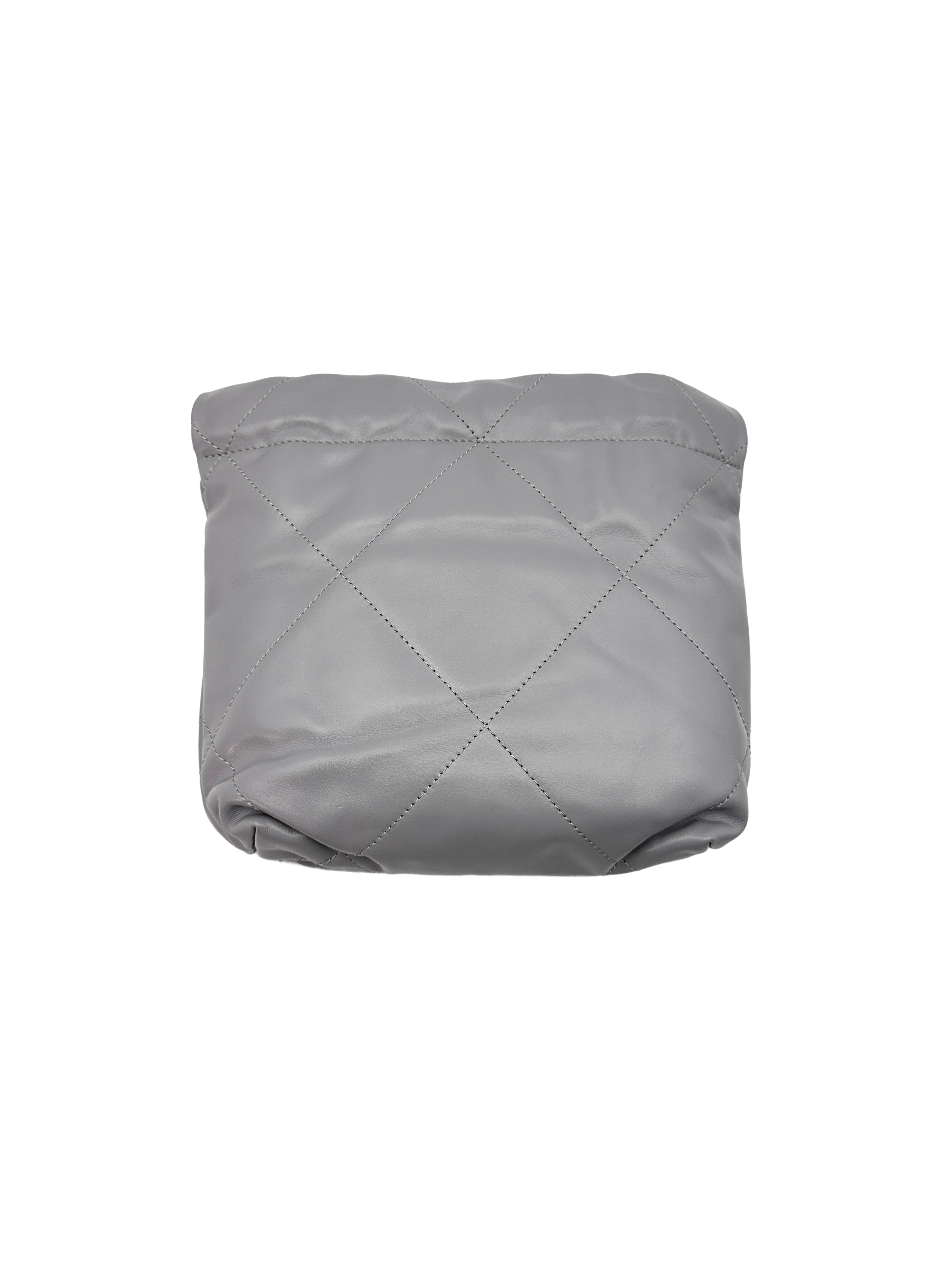 Chanel Grey Quilted Leather Mini 22 Chic Trash Bag (U6***A4) CC1115