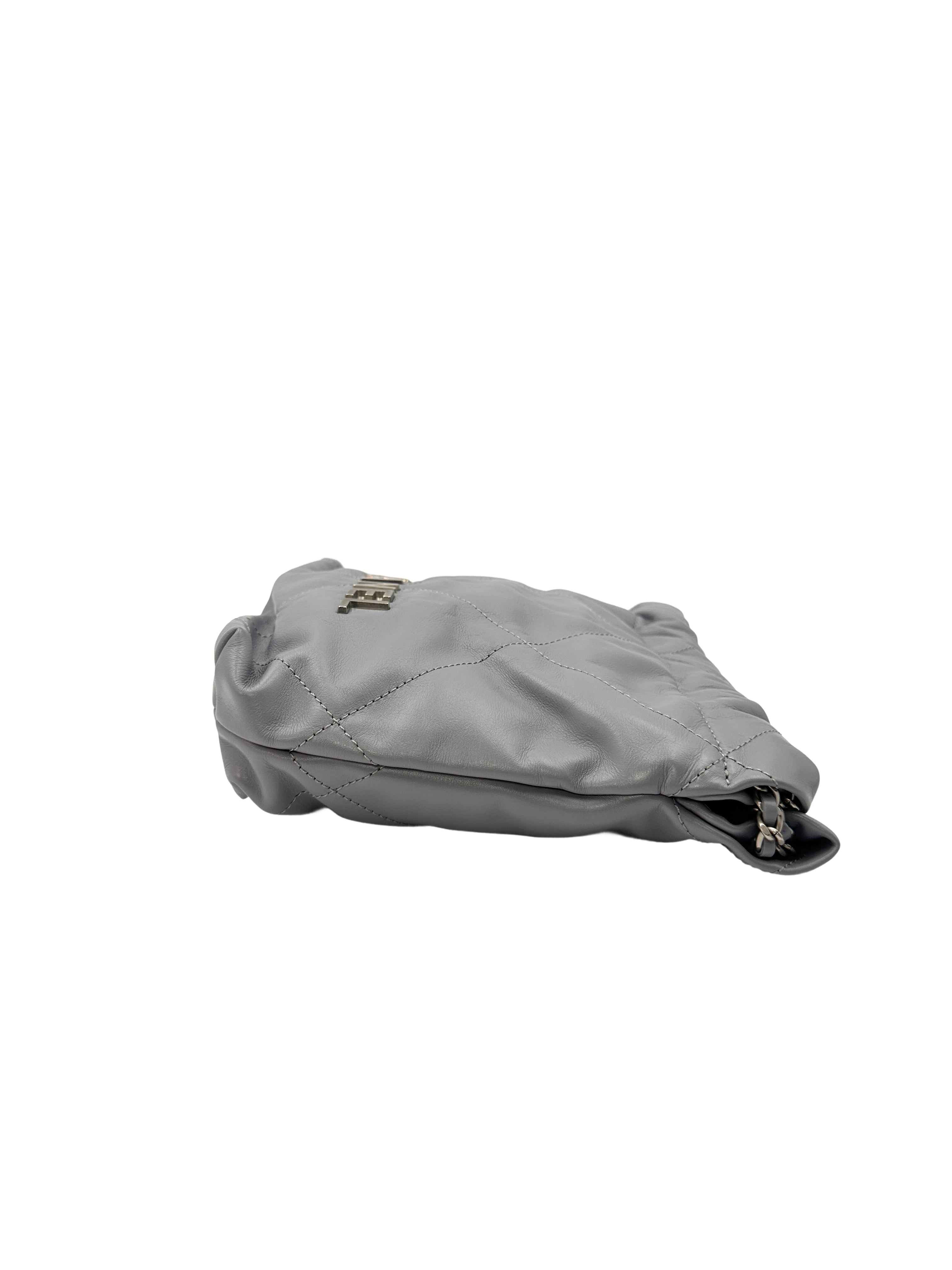 Chanel Grey Quilted Leather Mini 22 Chic Trash Bag (U6***A4) CC1115