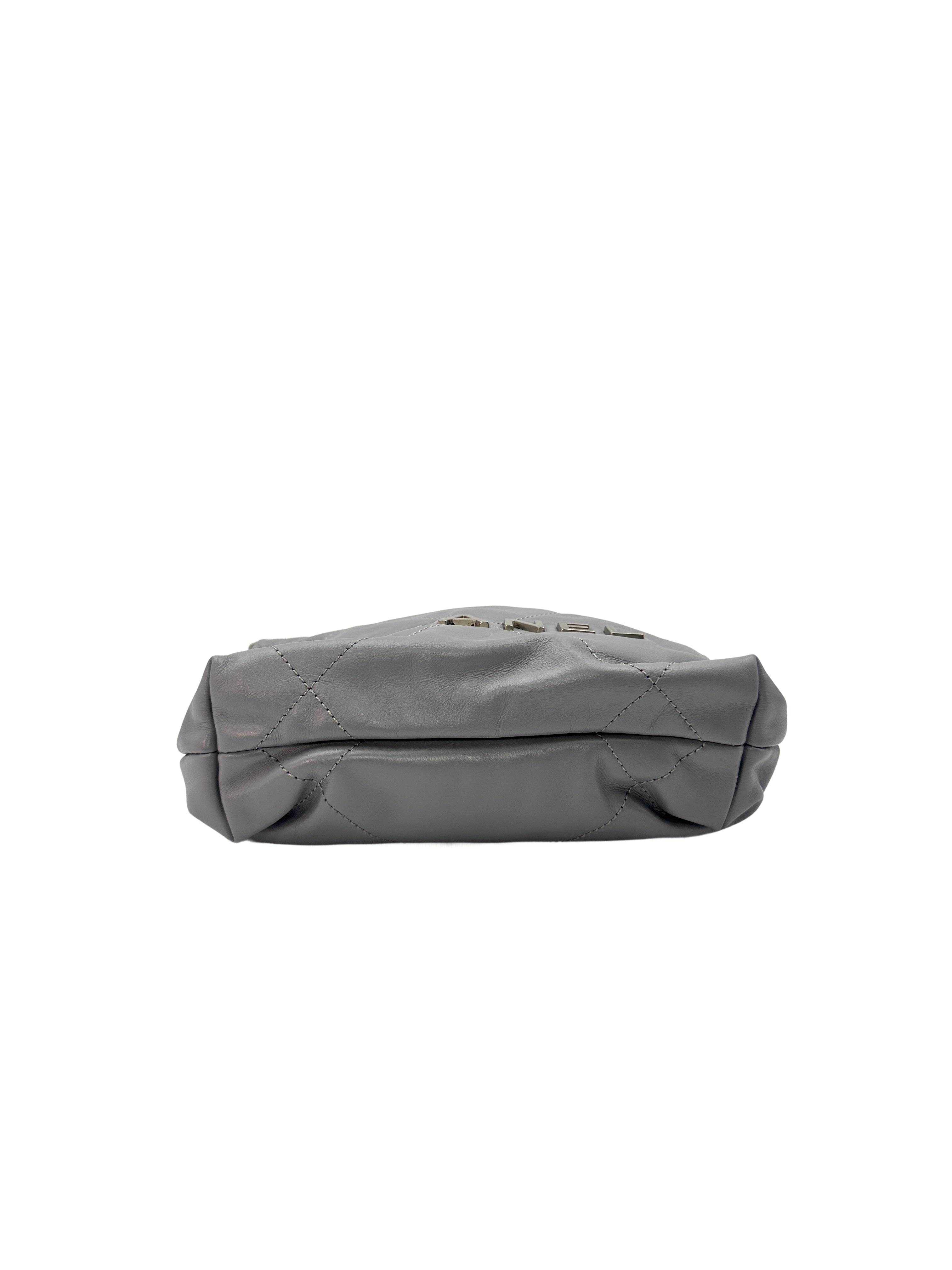 Chanel Grey Quilted Leather Mini 22 Chic Trash Bag (U6***A4) CC1115