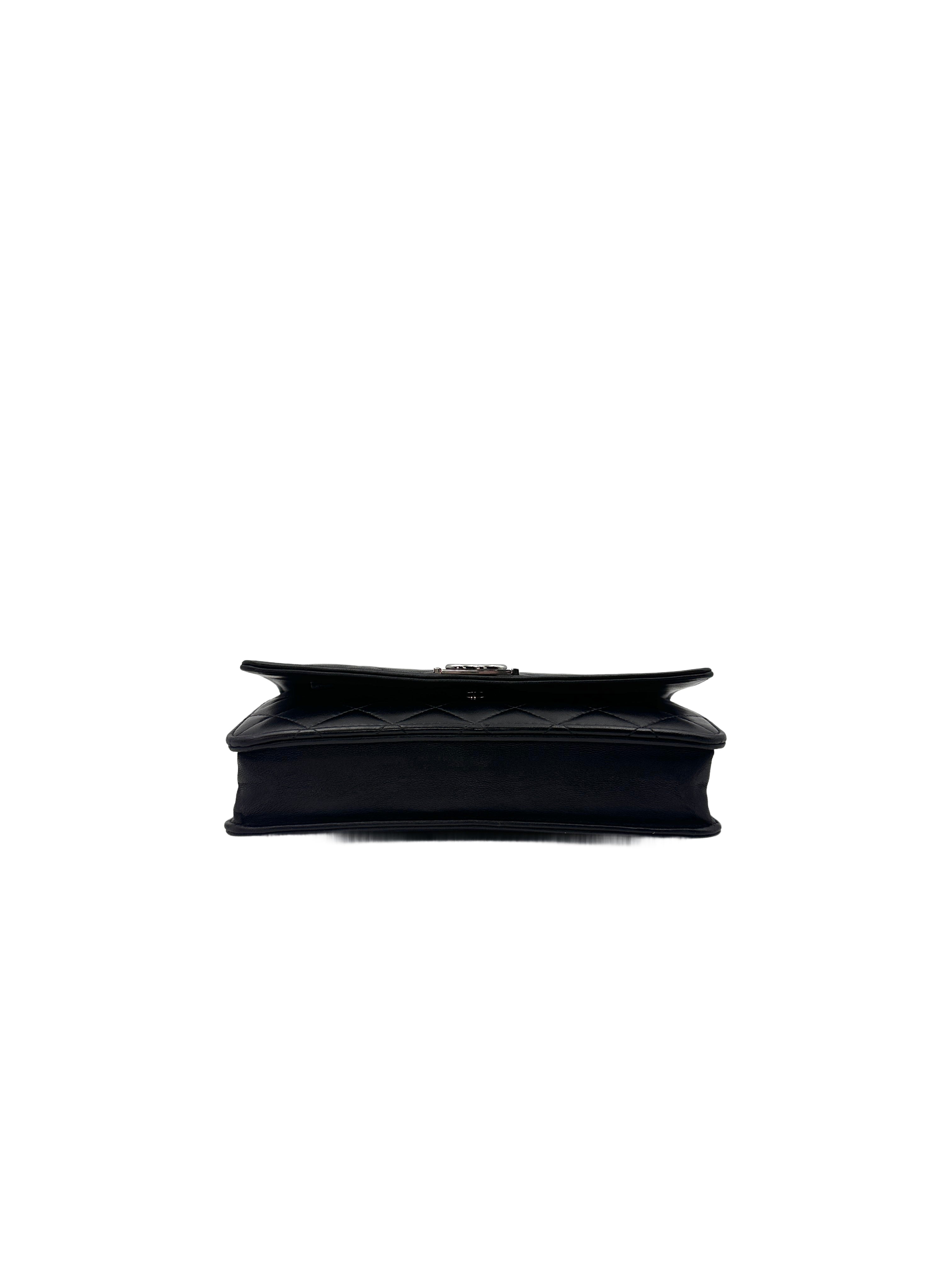 Chanel Boy Wallet on Chain Black Quilted Leather Shoulder Bag with Gold Buckle (18***28) CC1114