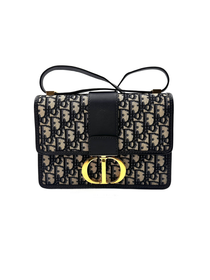 Christian Dior Blue Oblique Jacquard 3D Montaigne Medium Shoulder Bag DR370