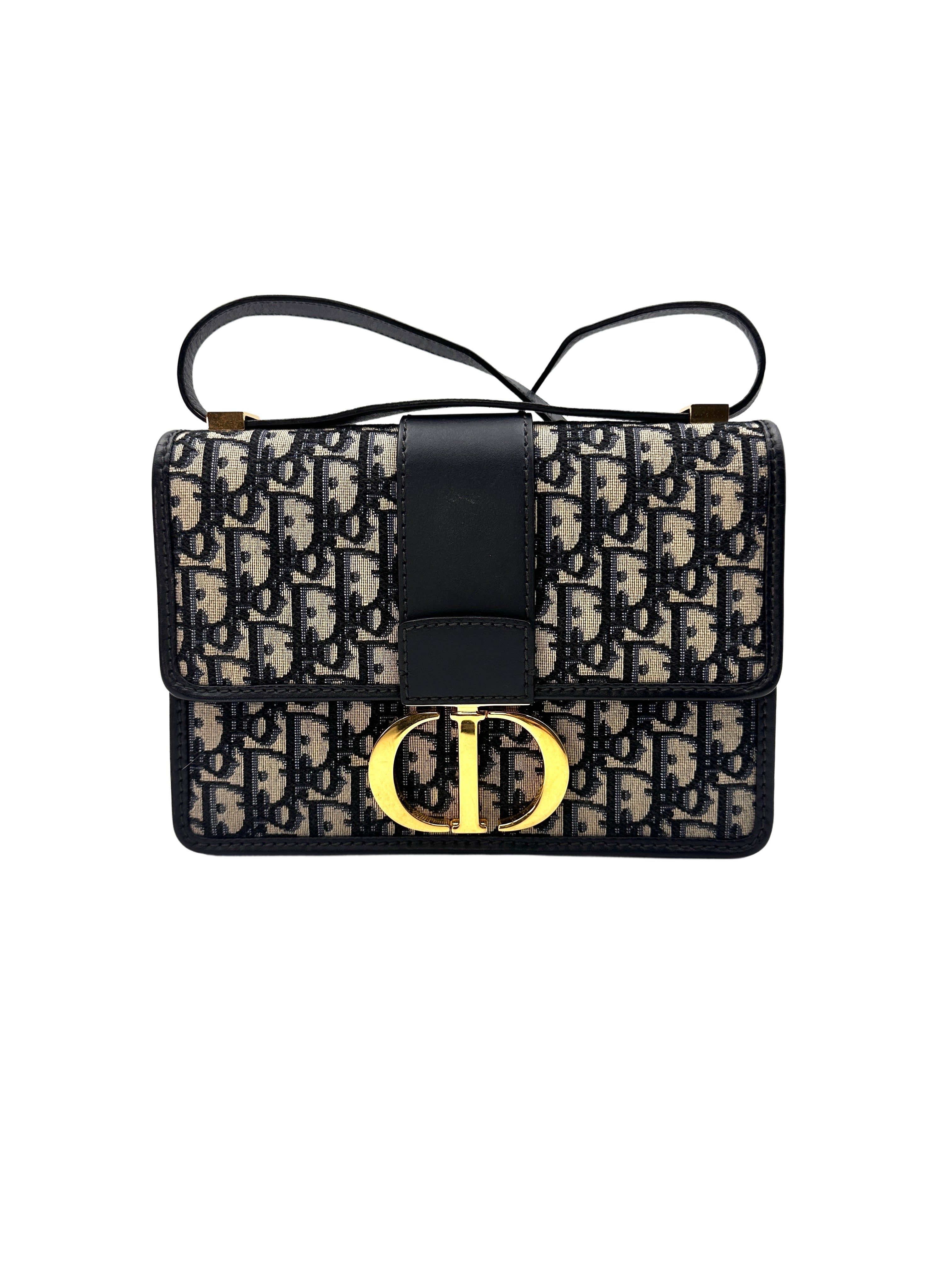 Christian Dior Blue Oblique Jacquard 3D Montaigne Medium Shoulder Bag DR370