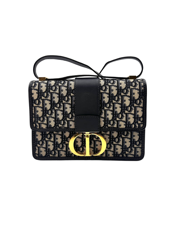 Christian Dior Blue Oblique Jacquard 3D Montaigne Medium Shoulder Bag DR370