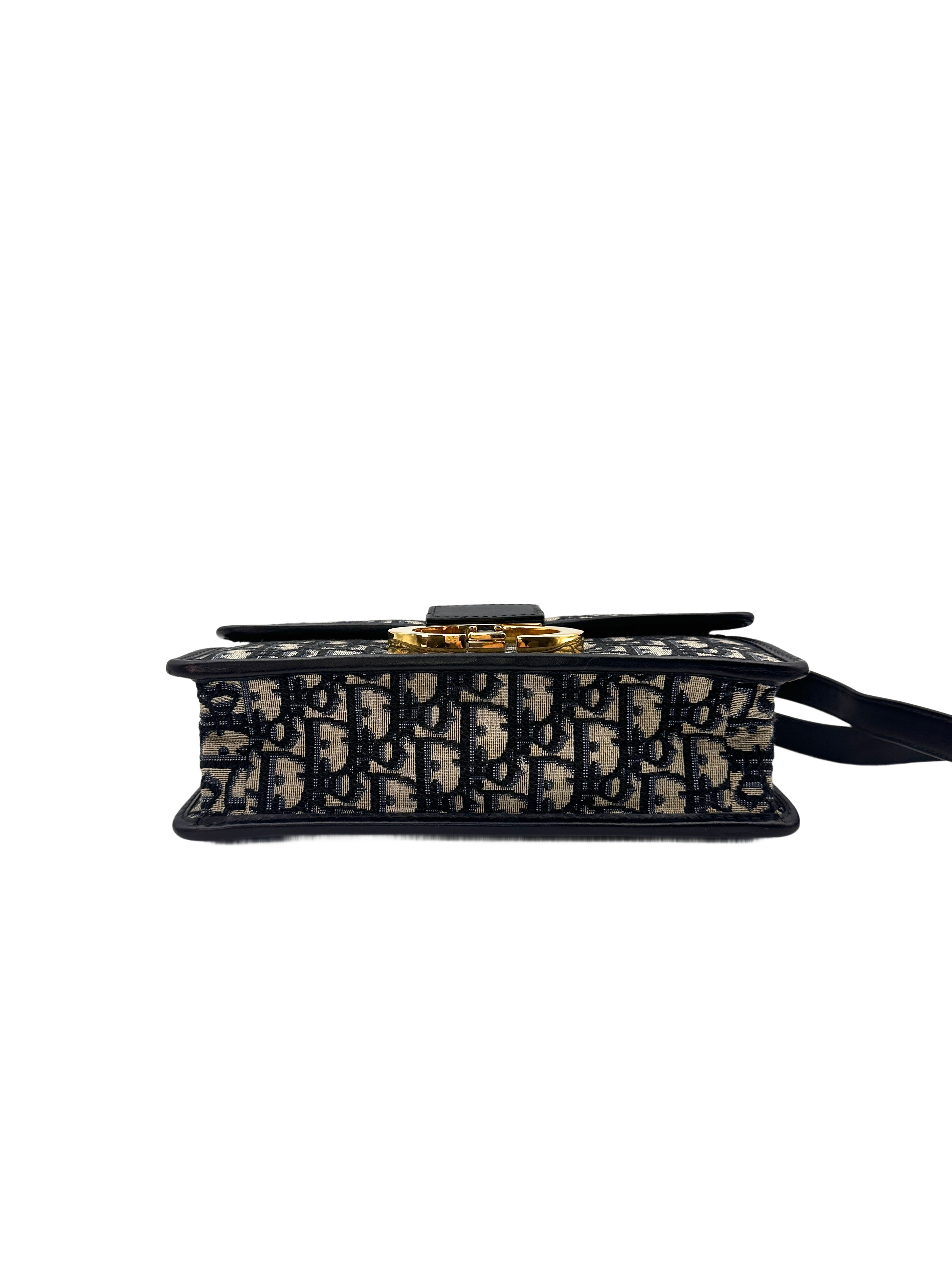 Christian Dior Blue Oblique Jacquard 3D Montaigne Medium Shoulder Bag DR370