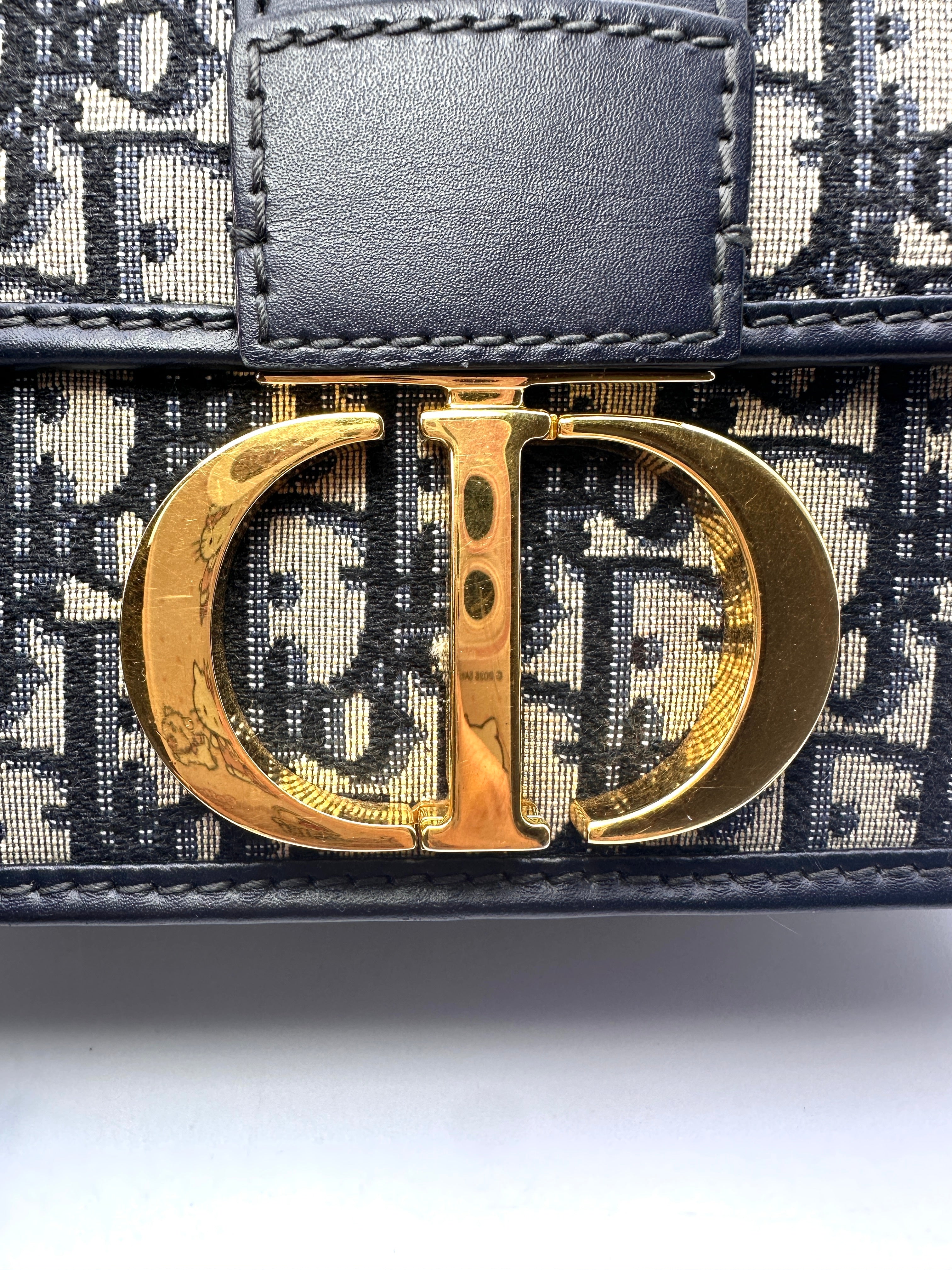 Christian Dior Blue Oblique Jacquard 3D Montaigne Medium Shoulder Bag DR370