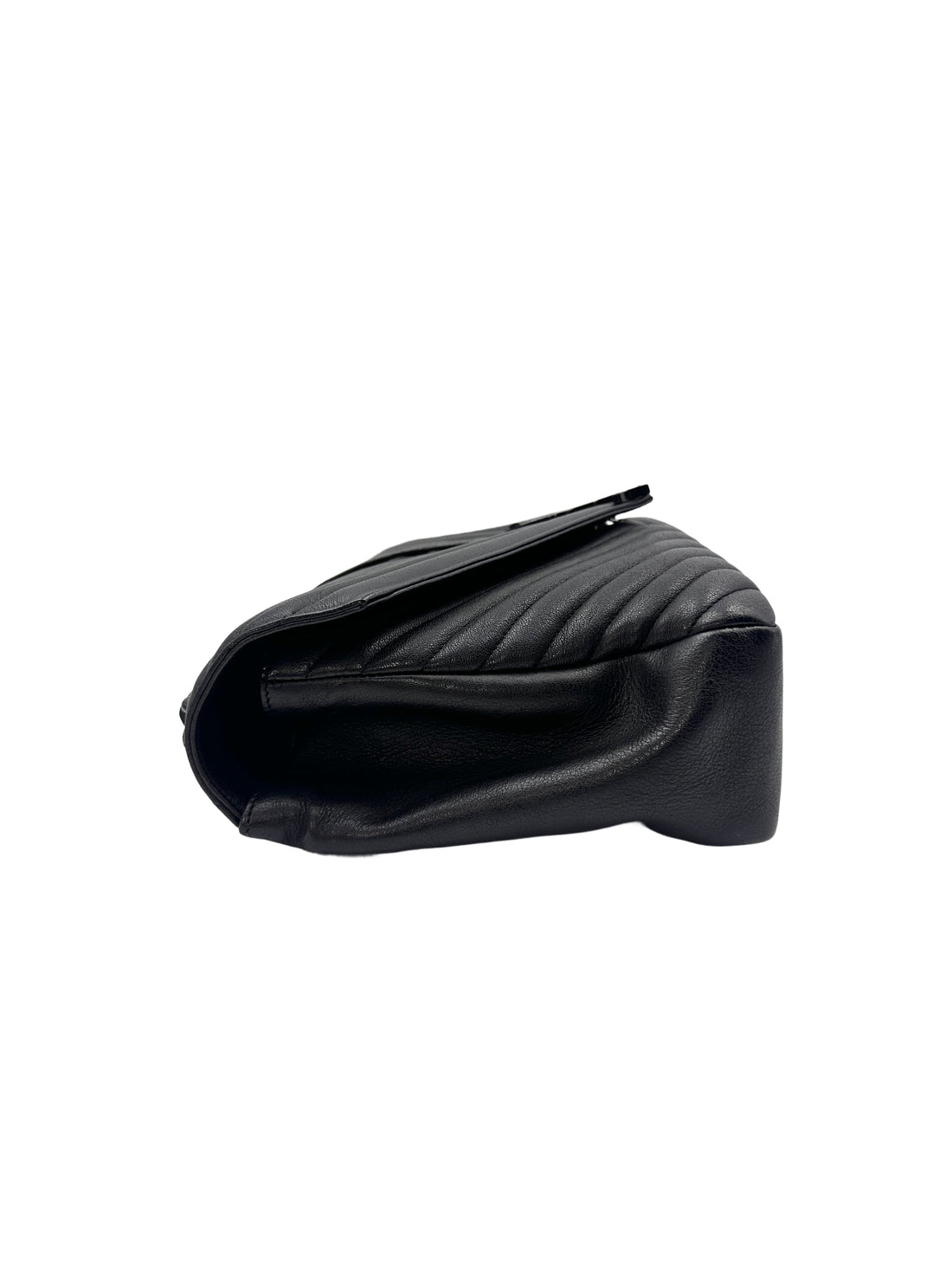 Saint Laurent Black Quilted Chevron Leather College  Bag SL150